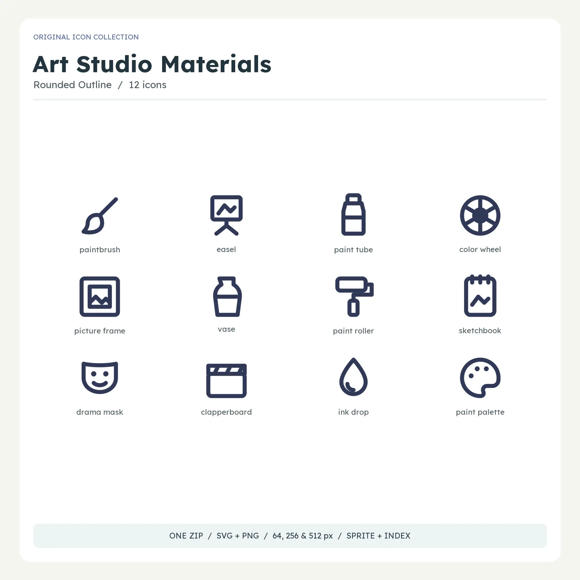 Art Studio Materials Icons - Rounded Outline, preview 1 of 2