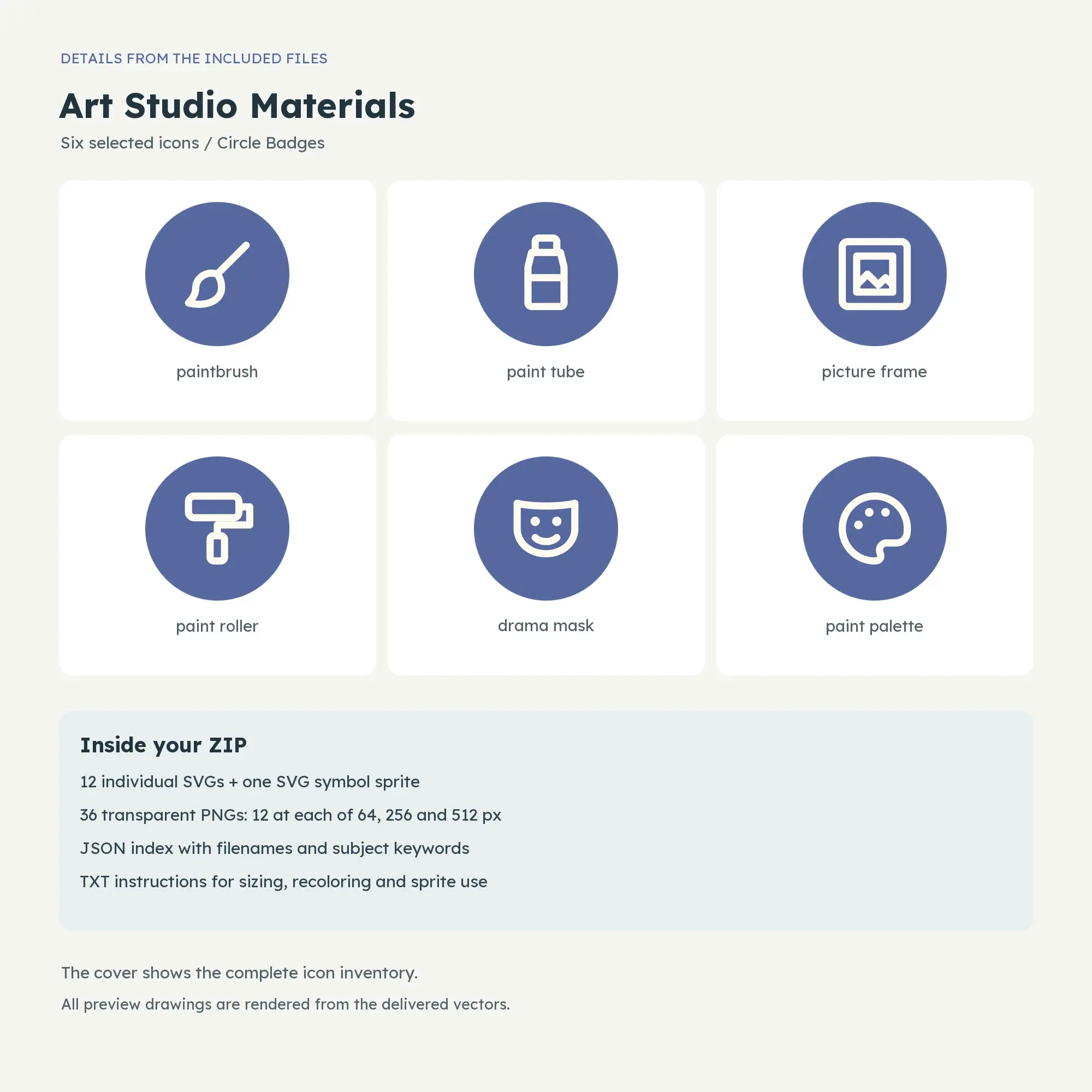 Art Studio Materials Icons - Circle Badges, preview 2 of 2