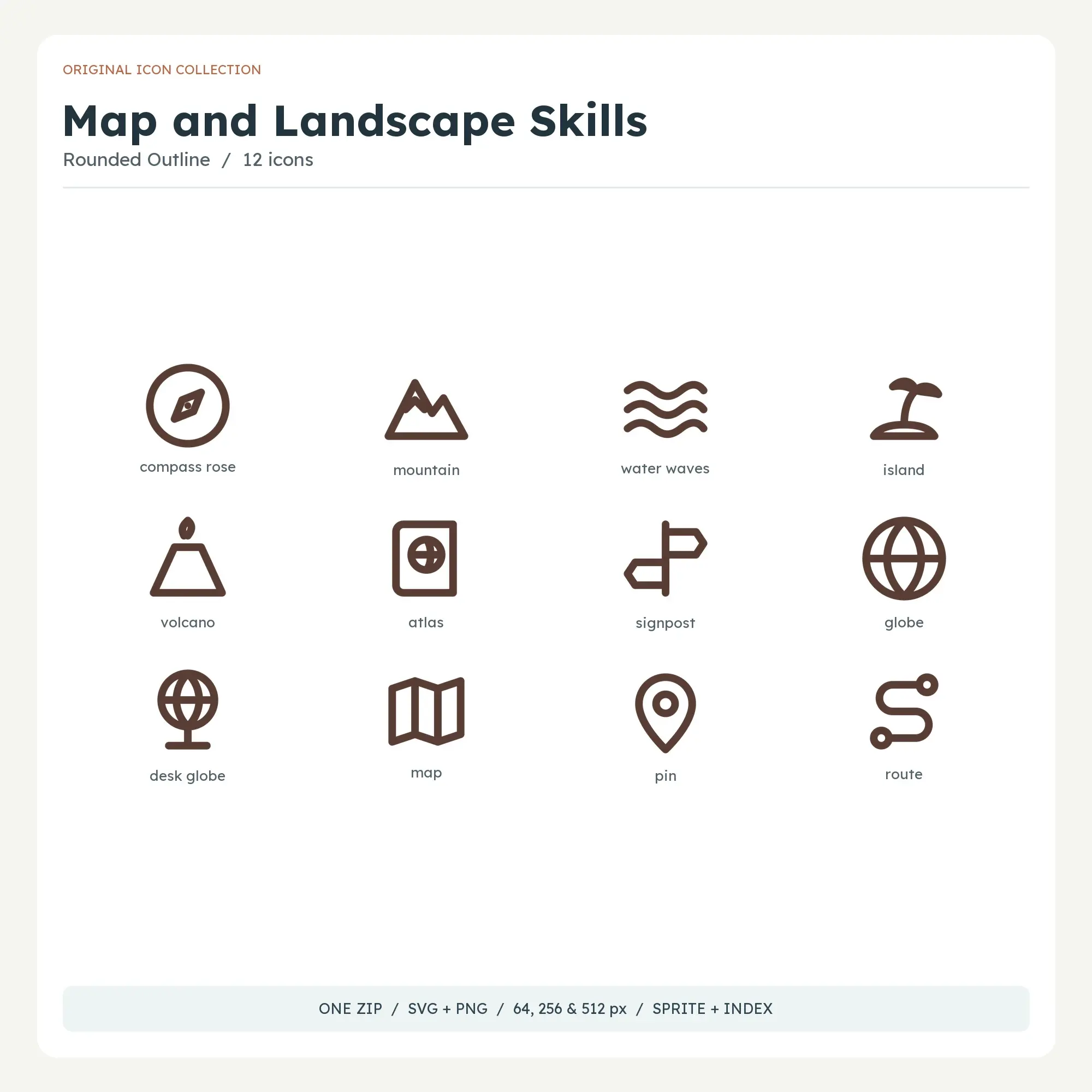 Map and Landscape Skills Icons - Rounded Outline preview