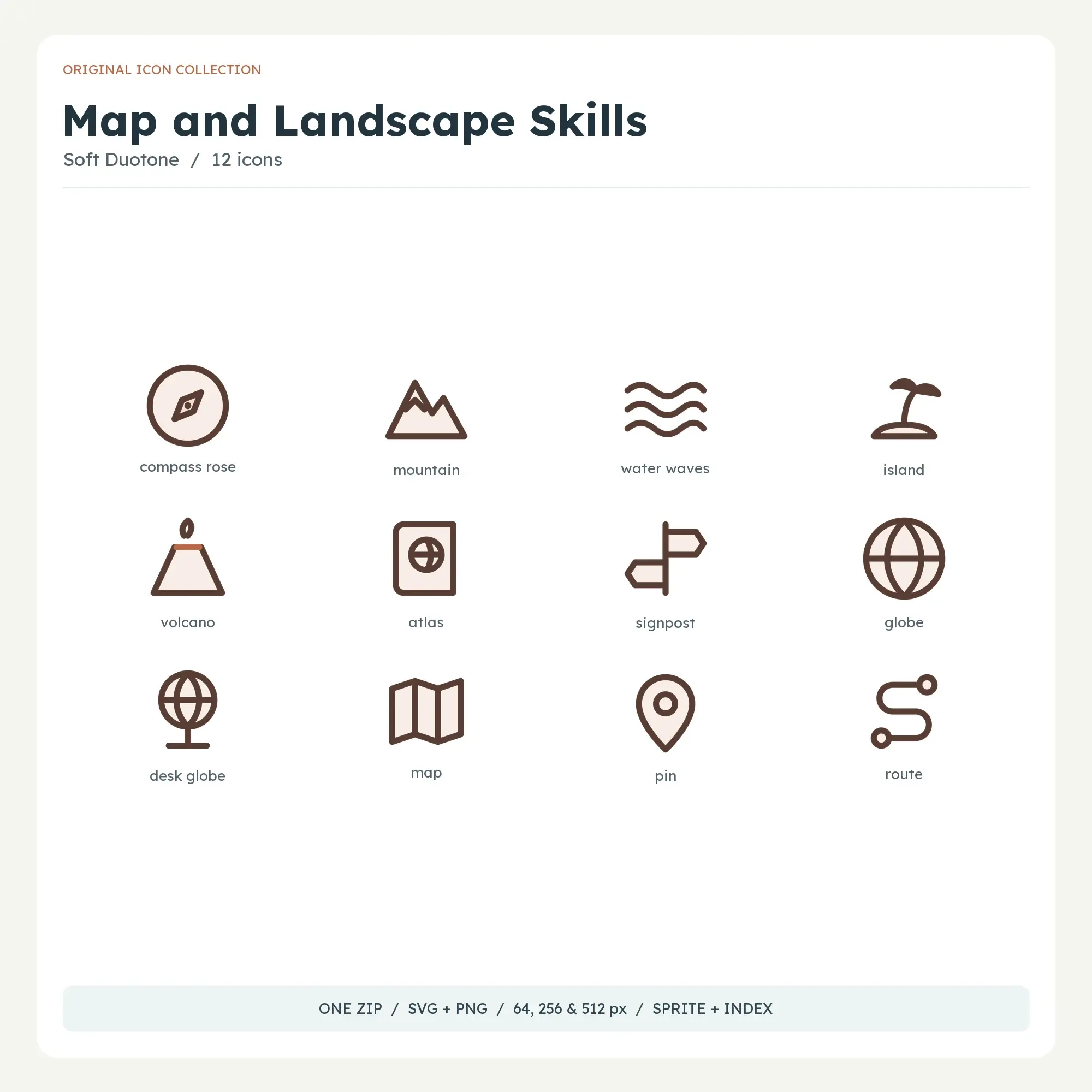 Map and Landscape Skills Icons - Soft Duotone preview