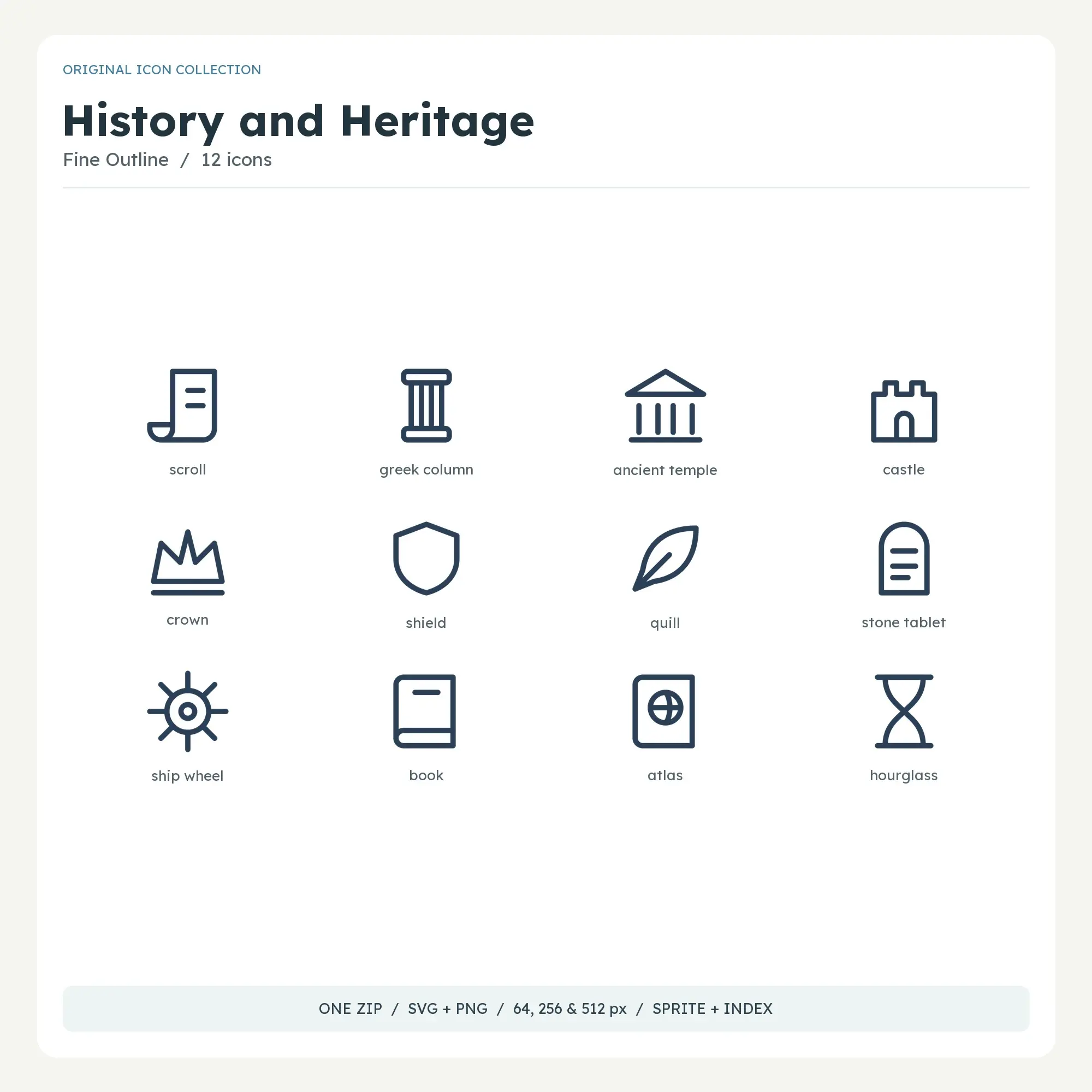 History and Heritage Icons - Fine Outline preview