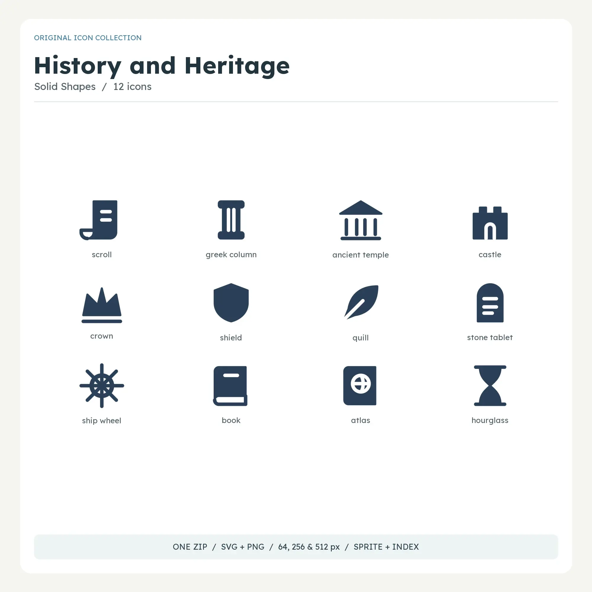 History and Heritage Icons - Solid Shapes preview