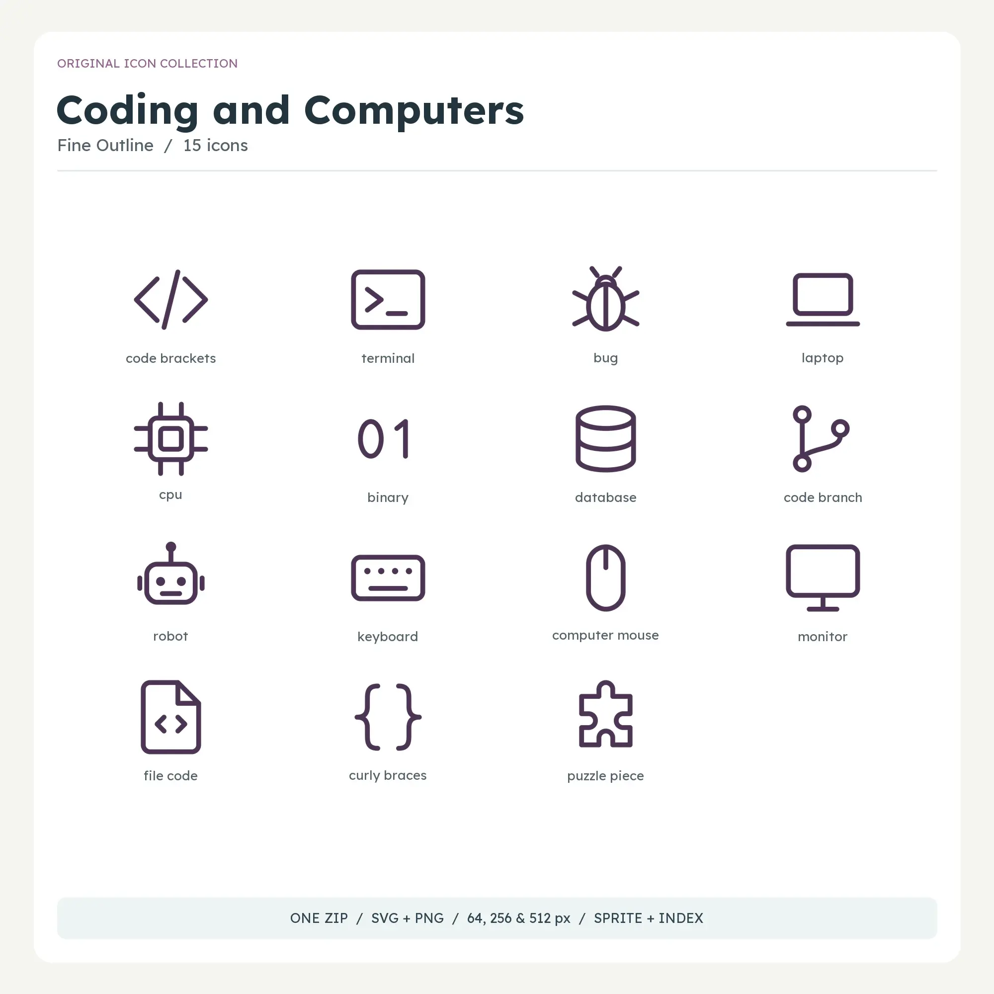 Coding and Computers Icons - Fine Outline preview