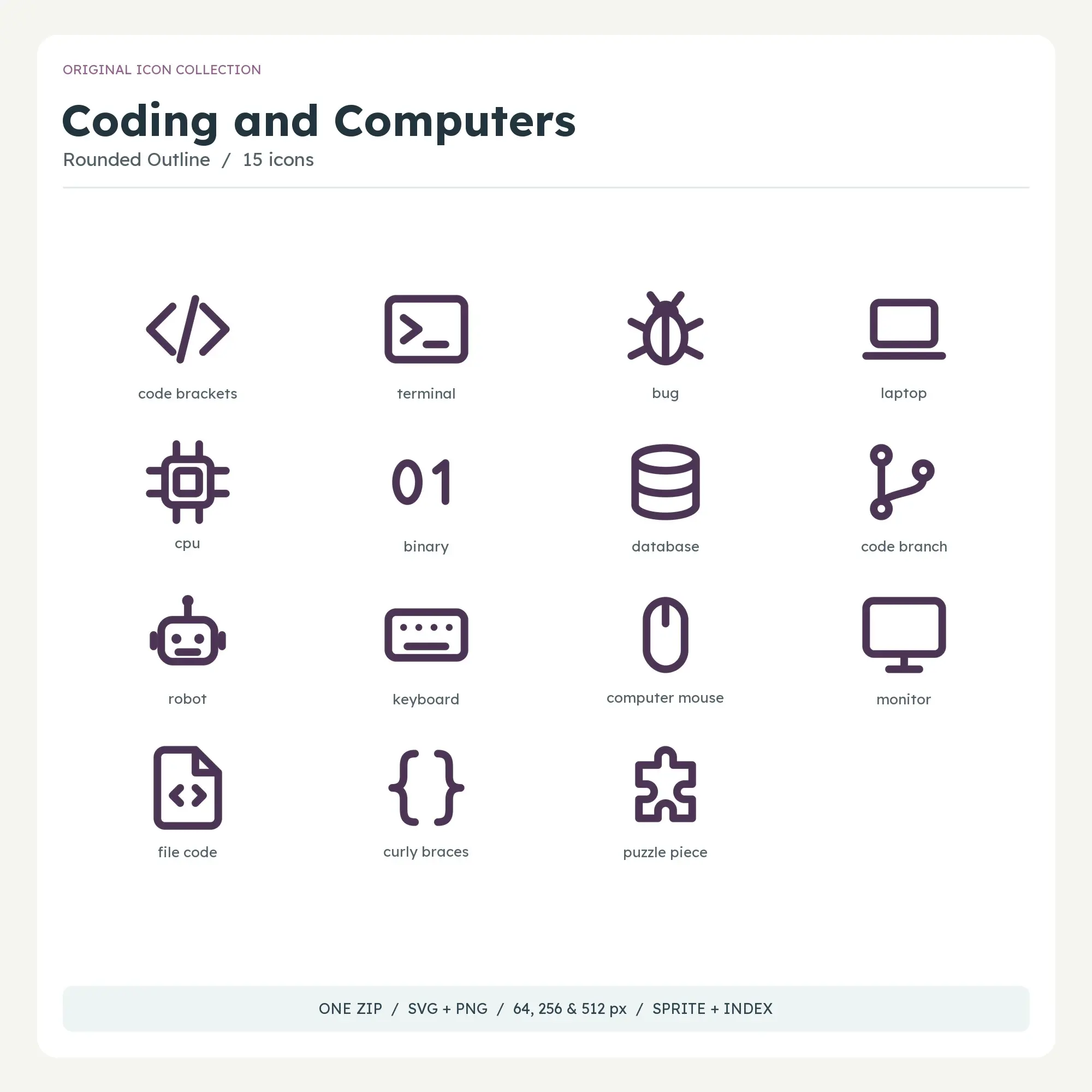 Coding and Computers Icons - Rounded Outline preview
