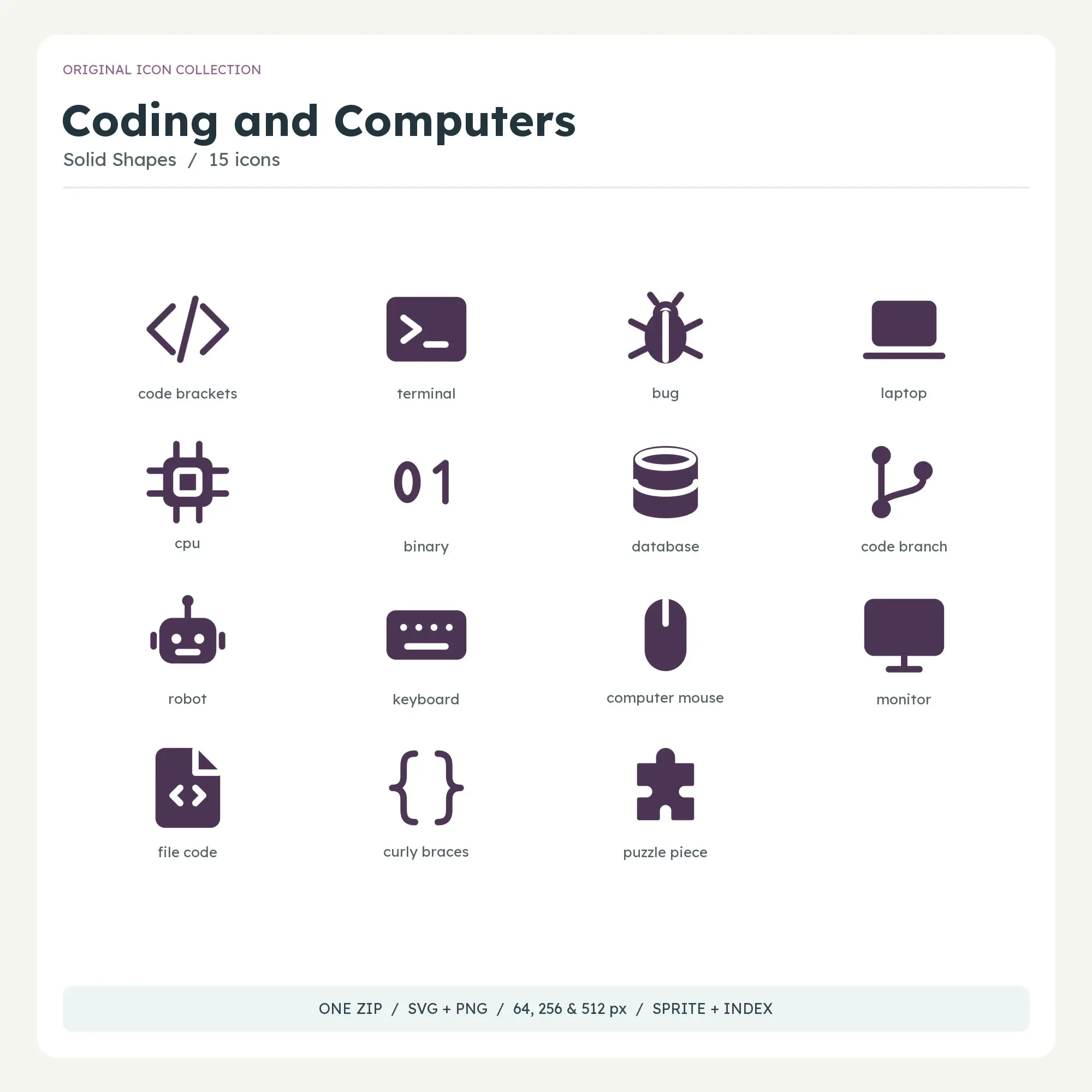 Coding and Computers Icons - Solid Shapes, preview 1 of 2