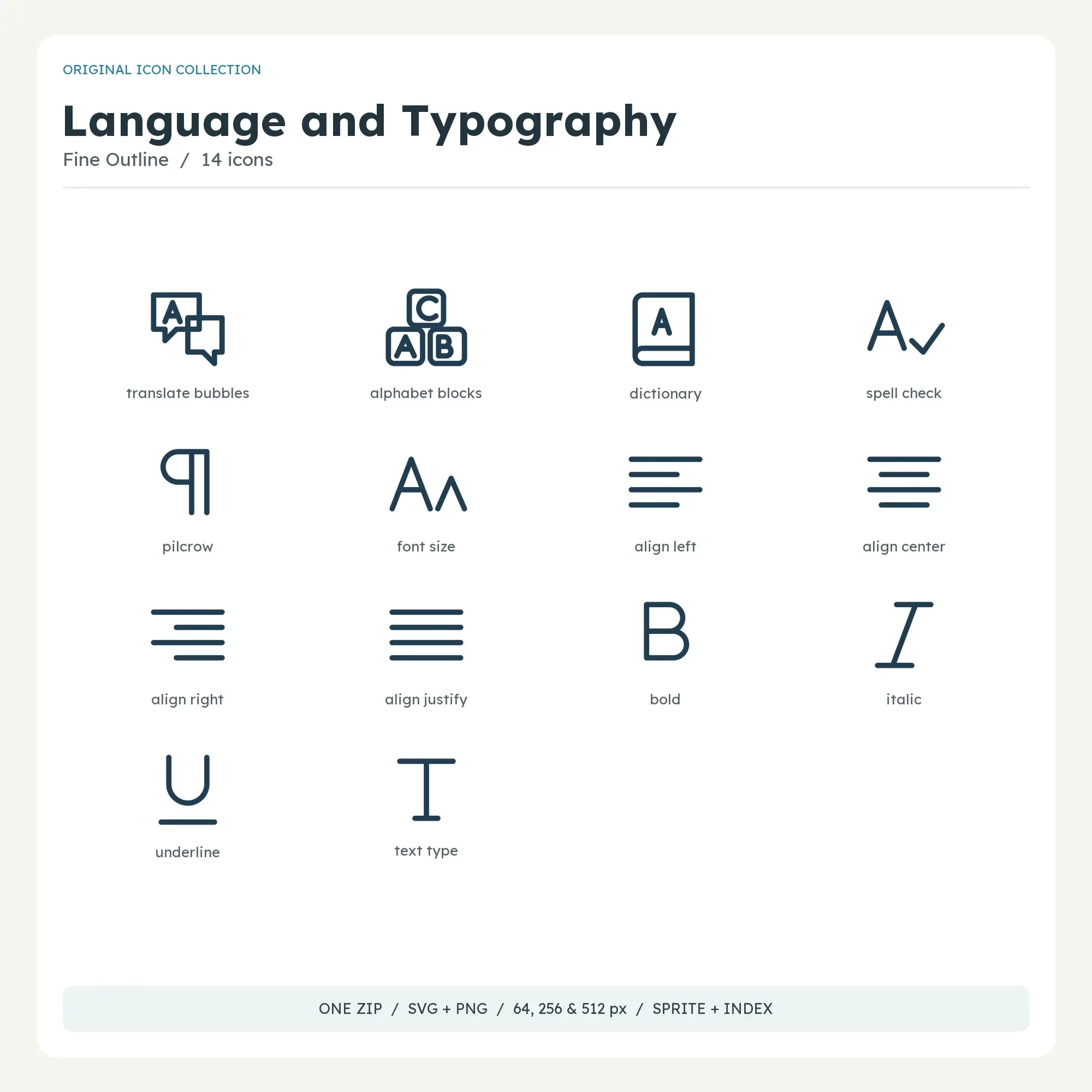 Language and Typography Icons - Fine Outline, preview 1 of 2