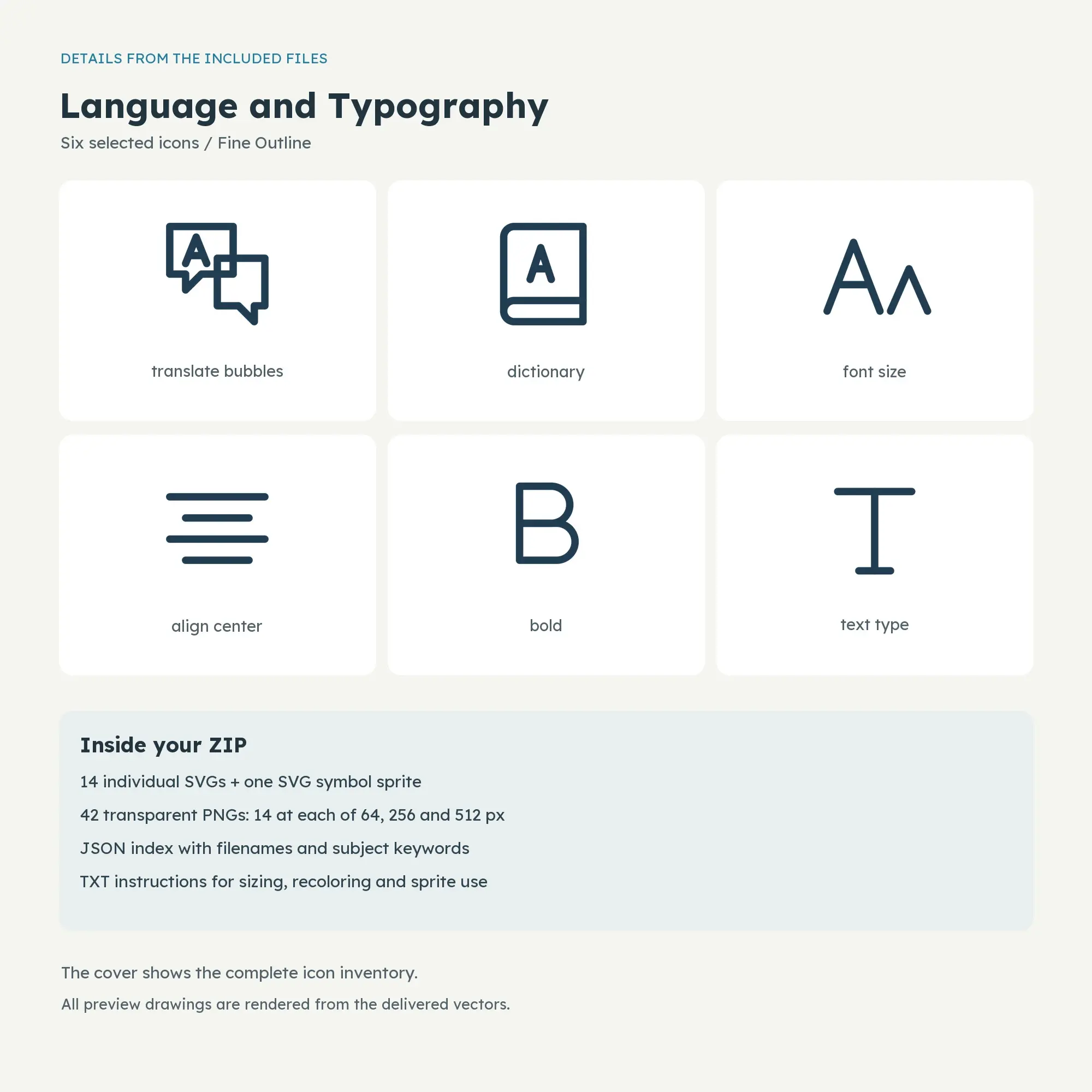 Language and Typography Icons - Fine Outline, preview 2 of 2