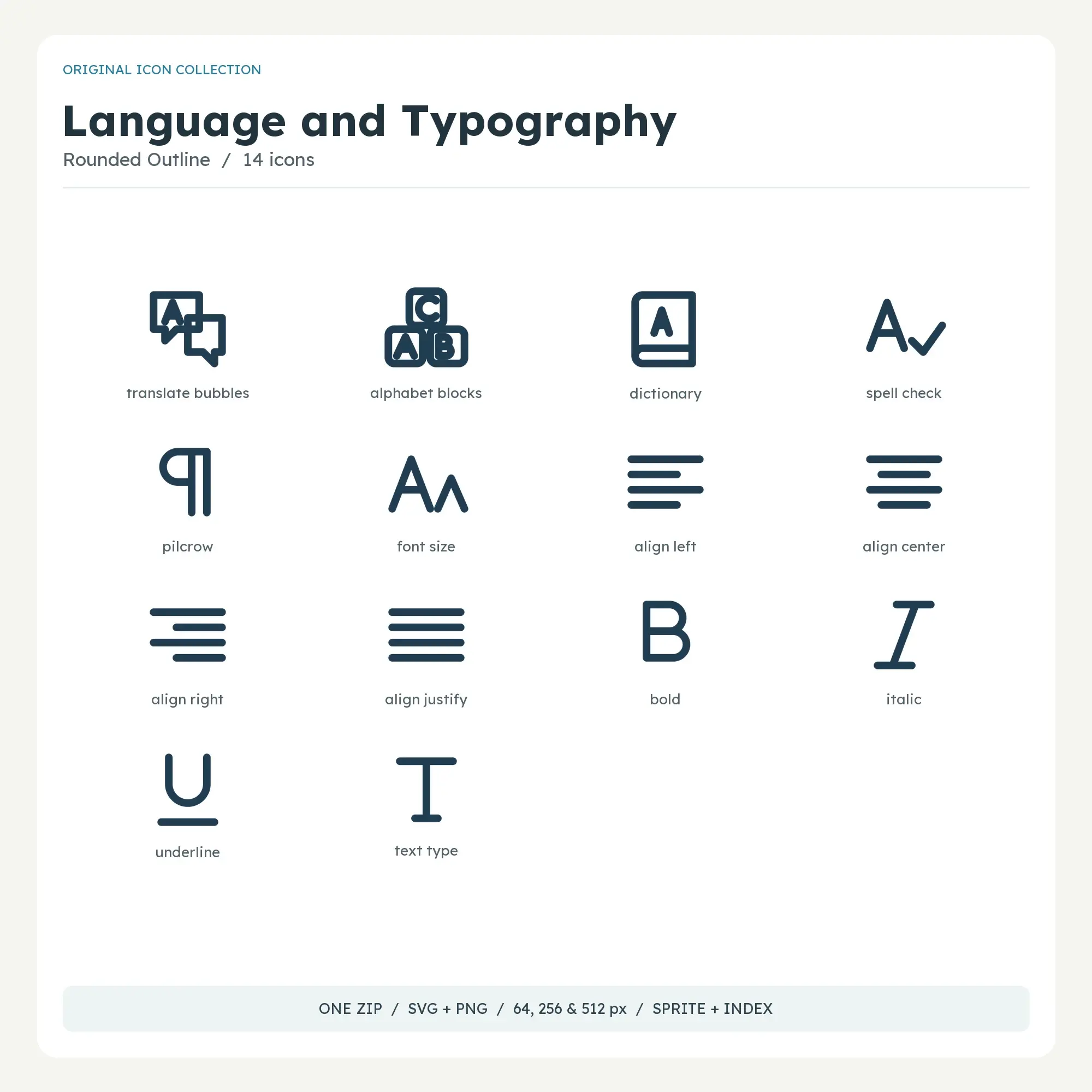 Language and Typography Icons - Rounded Outline preview