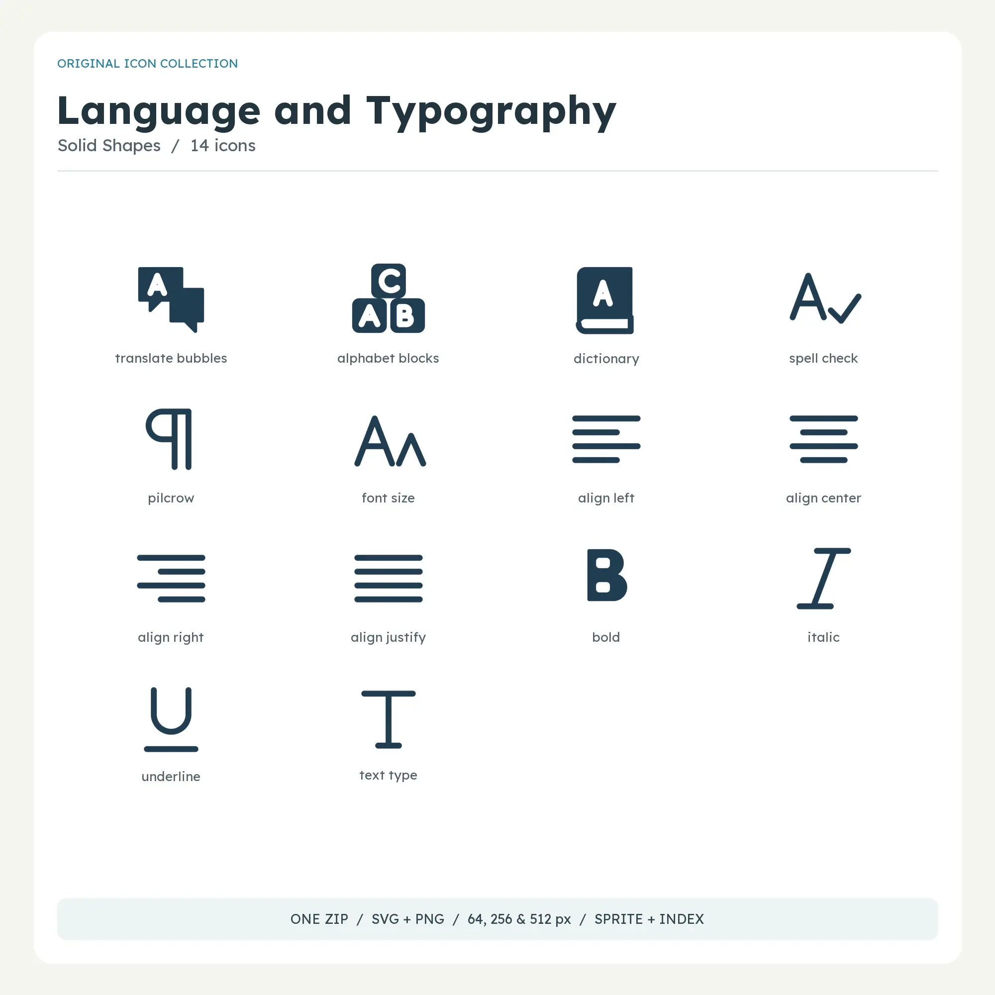 Language and Typography Icons - Solid Shapes preview