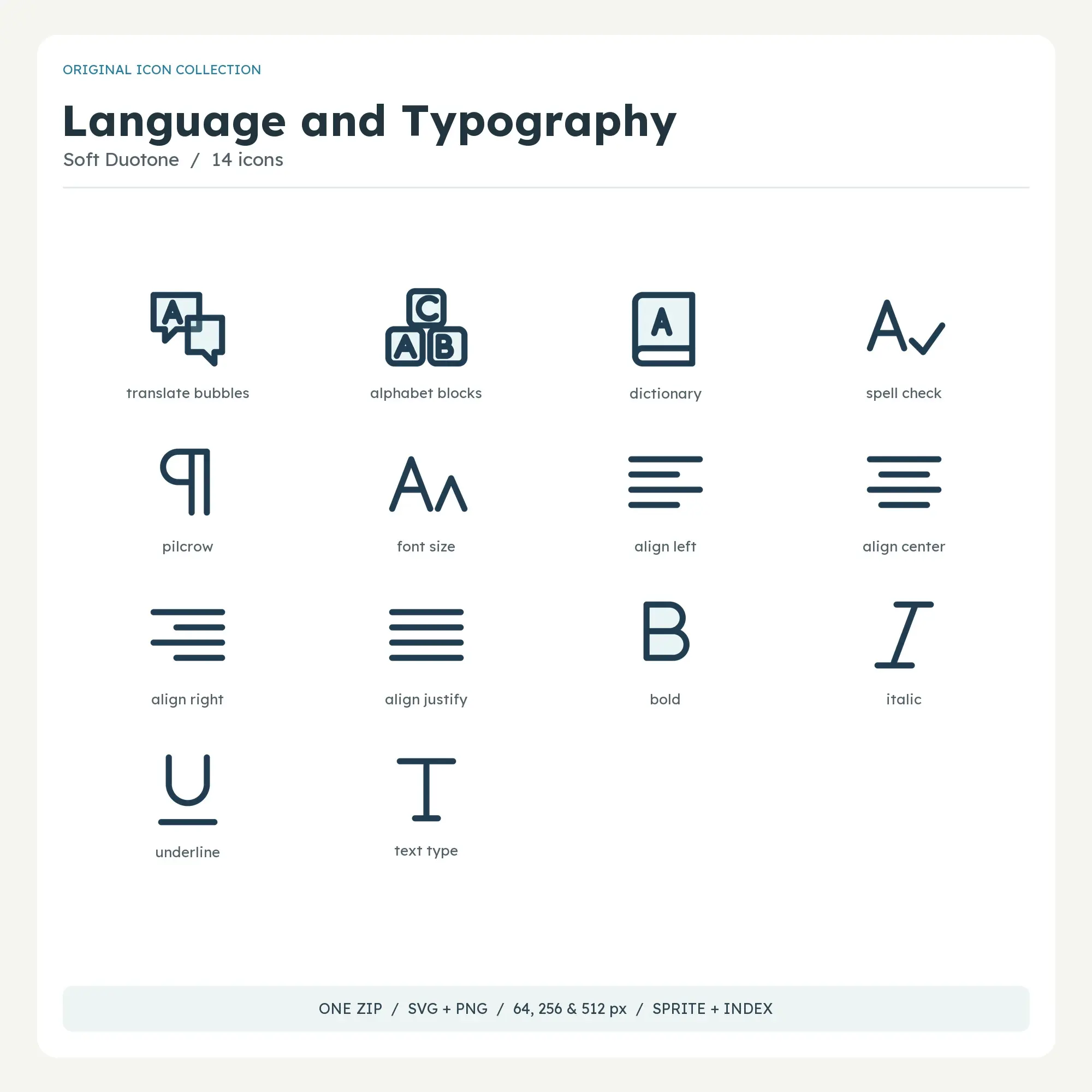 Language and Typography Icons - Soft Duotone preview