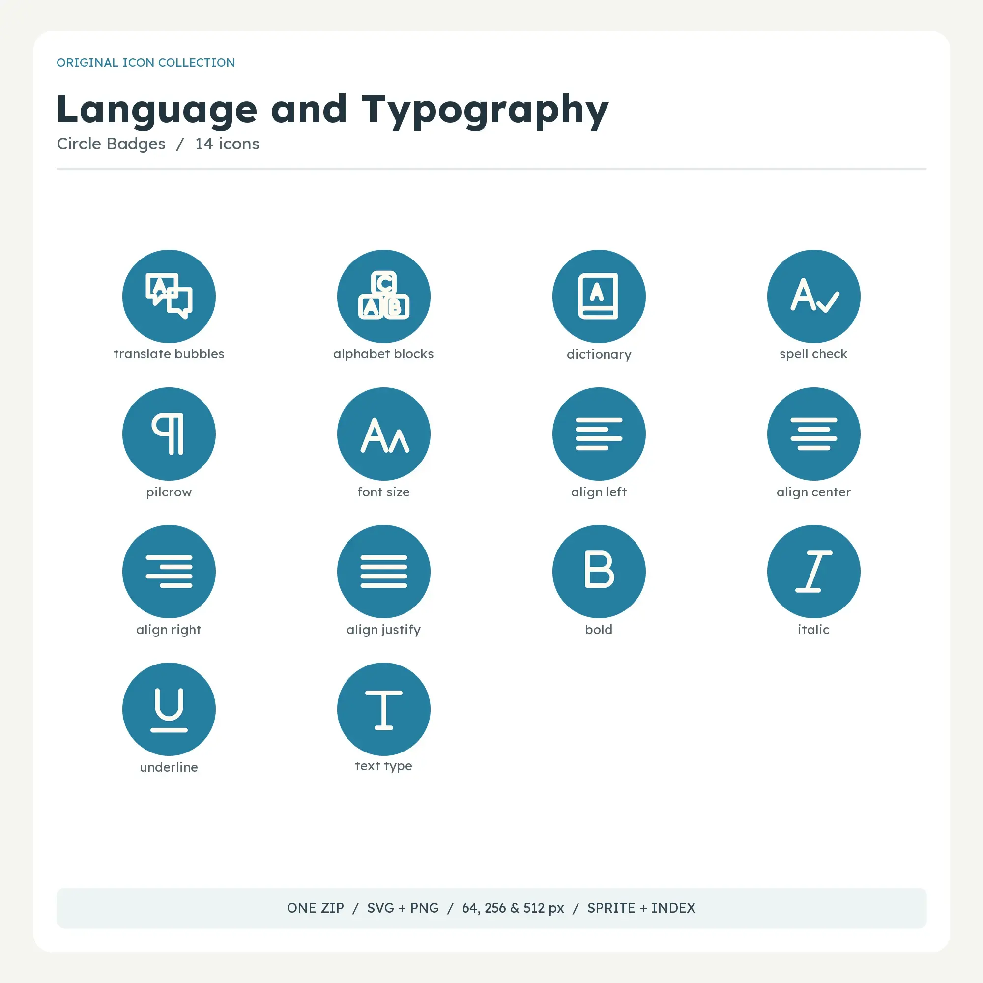 Language and Typography Icons - Circle Badges preview