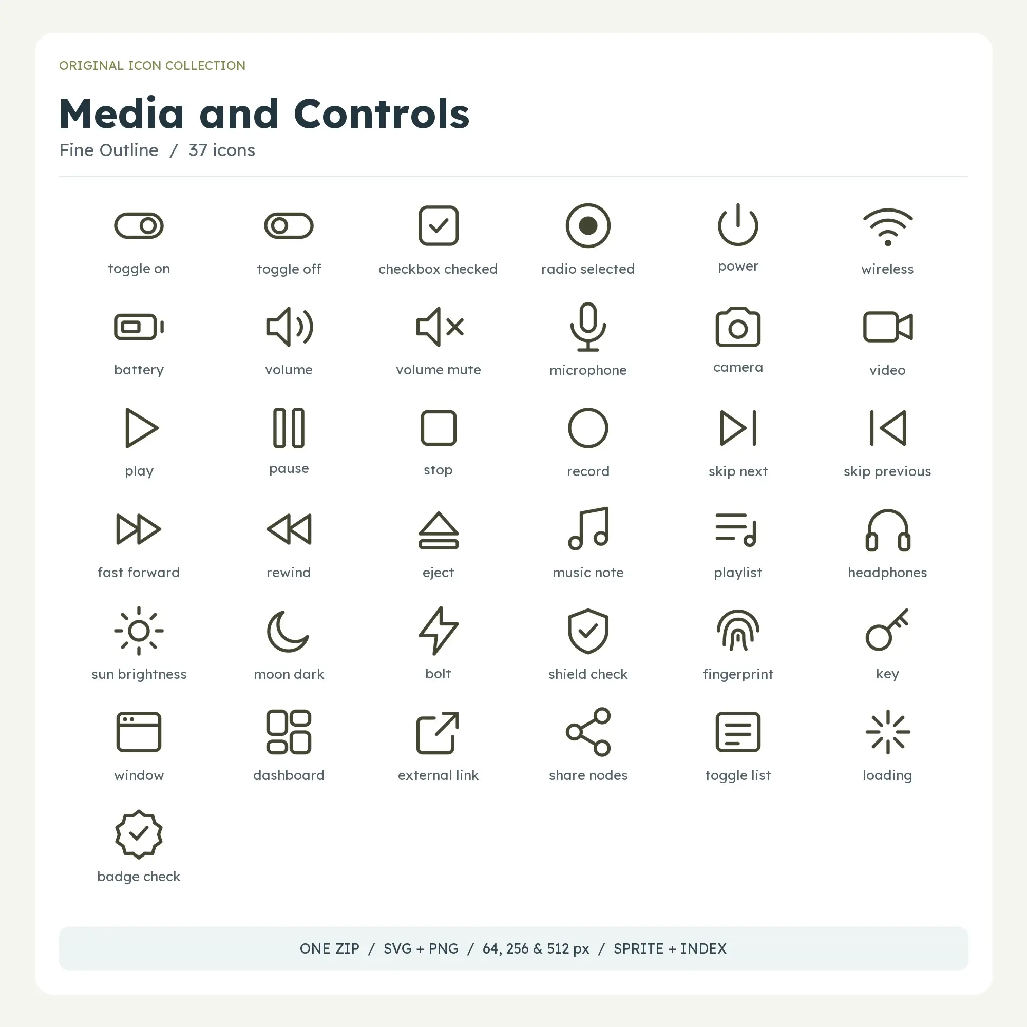 Media and Controls Icons - Fine Outline preview