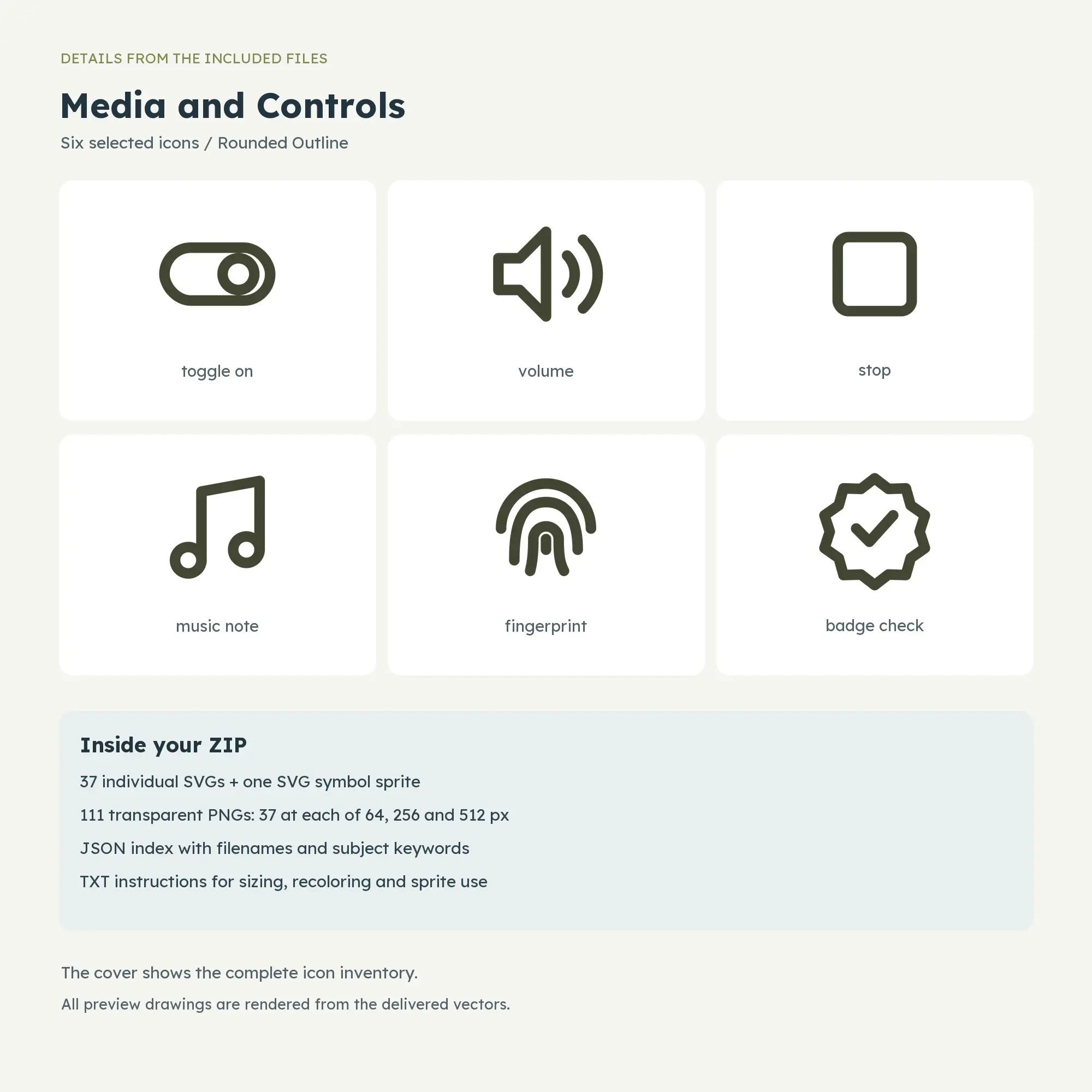 Media and Controls Icons - Rounded Outline, preview 2 of 2