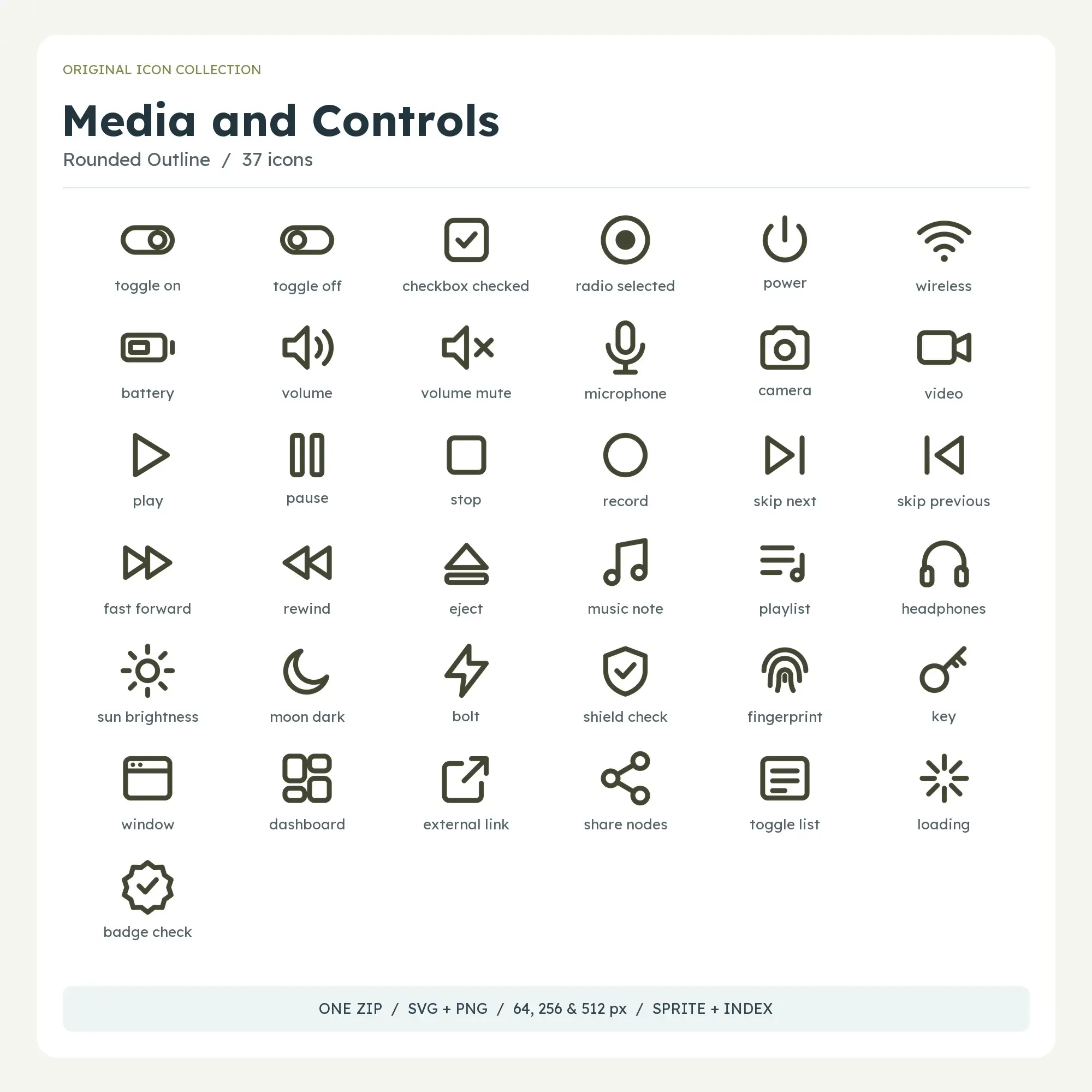 Media and Controls Icons - Rounded Outline, preview 1 of 2