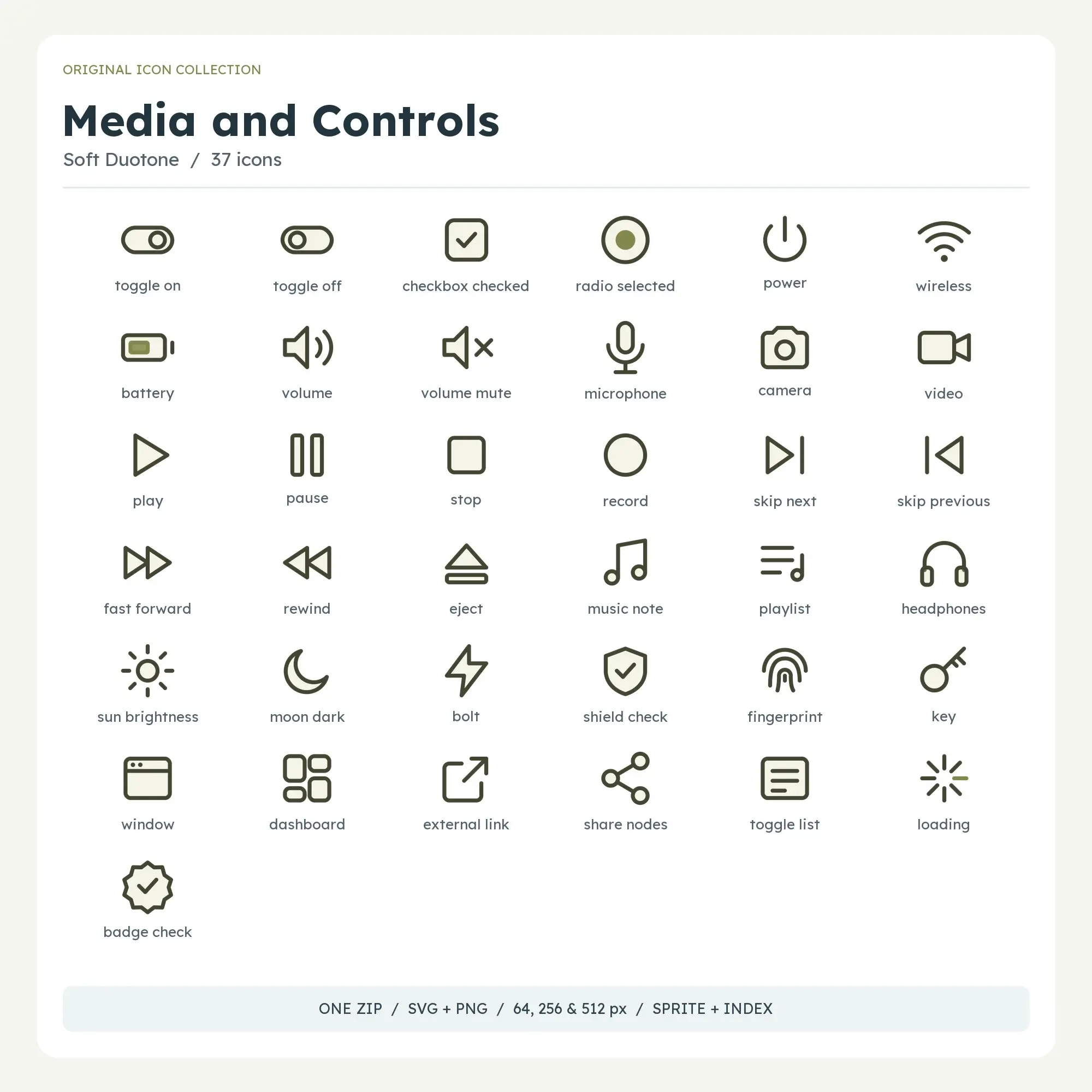 Media and Controls Icons - Soft Duotone preview