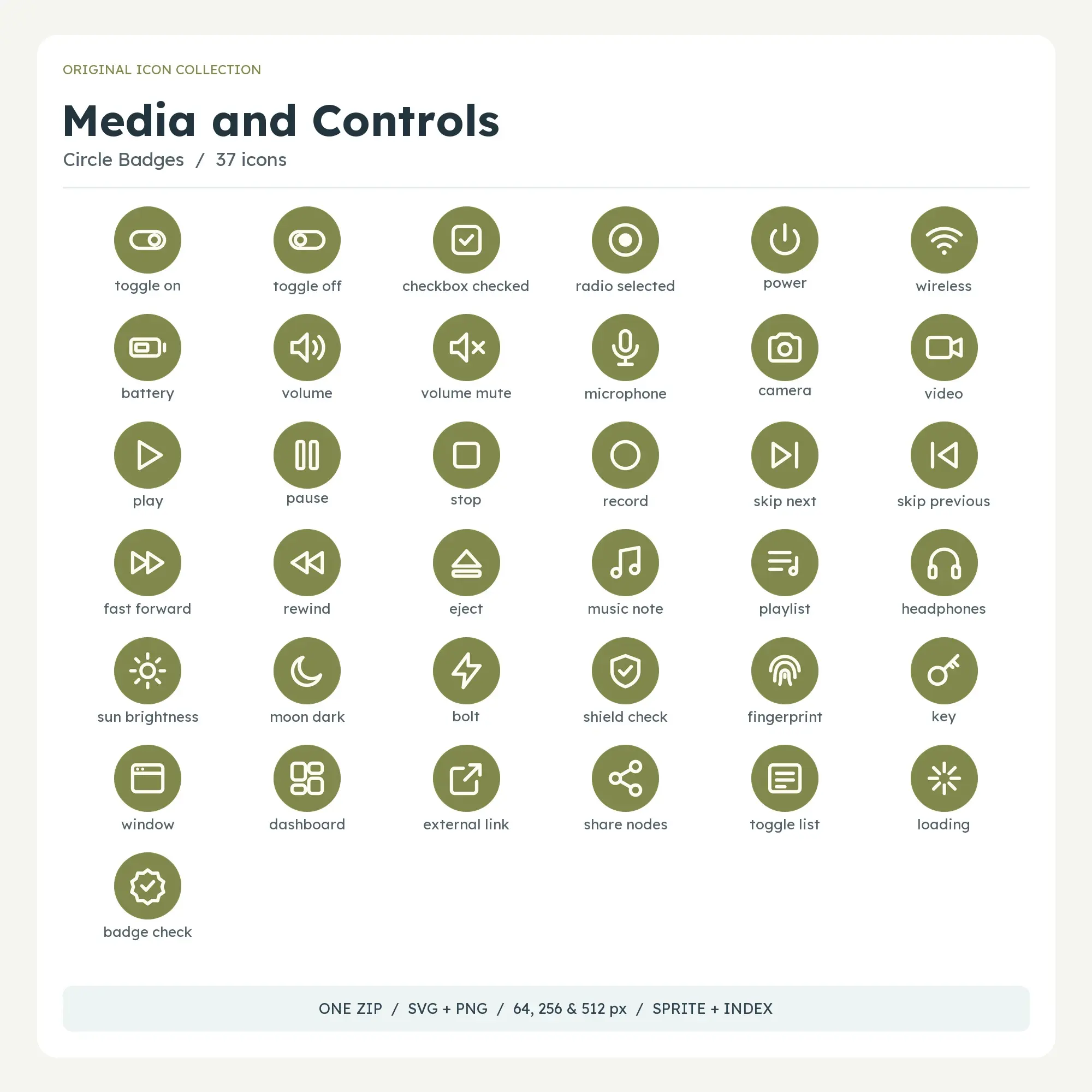 Media and Controls Icons - Circle Badges preview