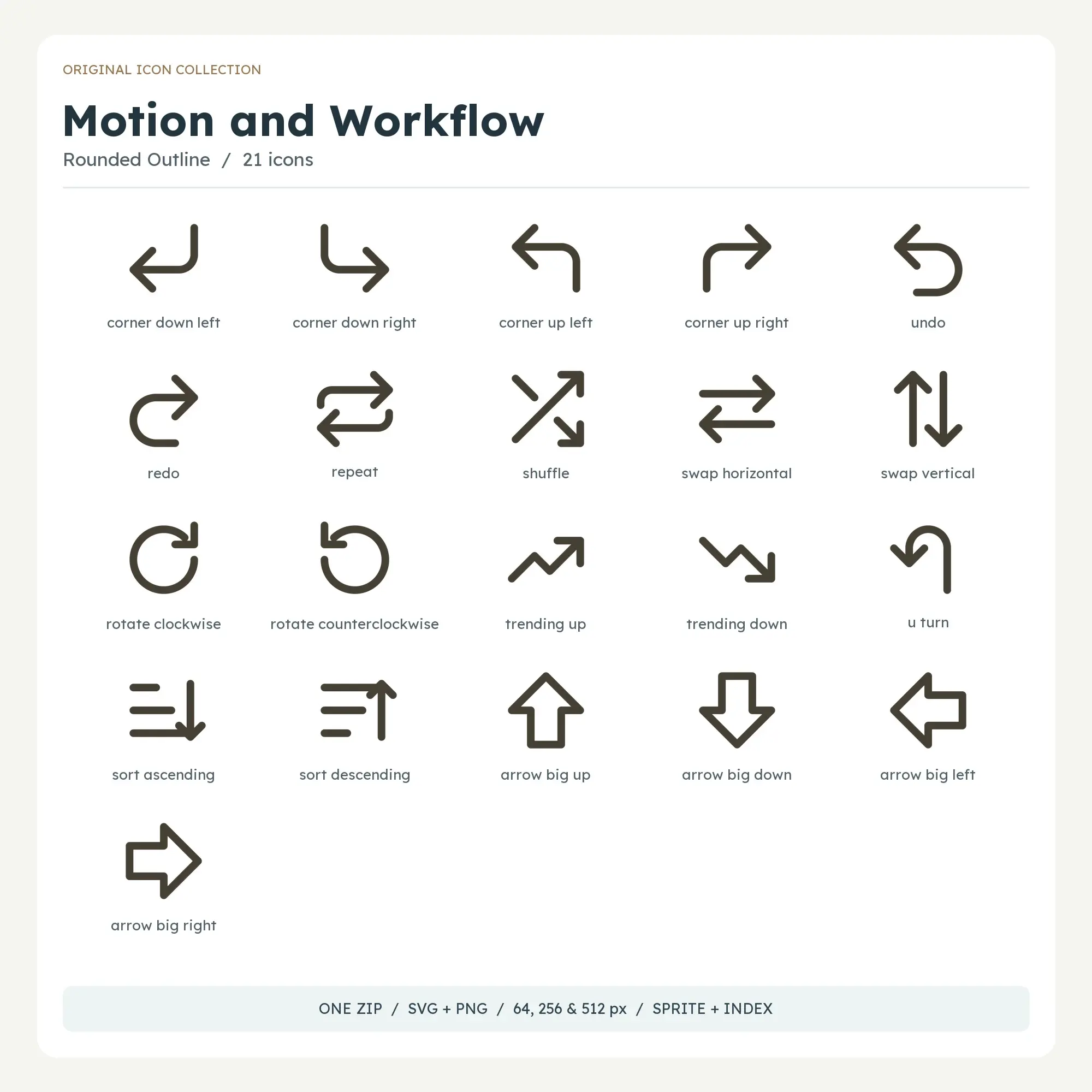 Motion and Workflow Icons - Rounded Outline preview
