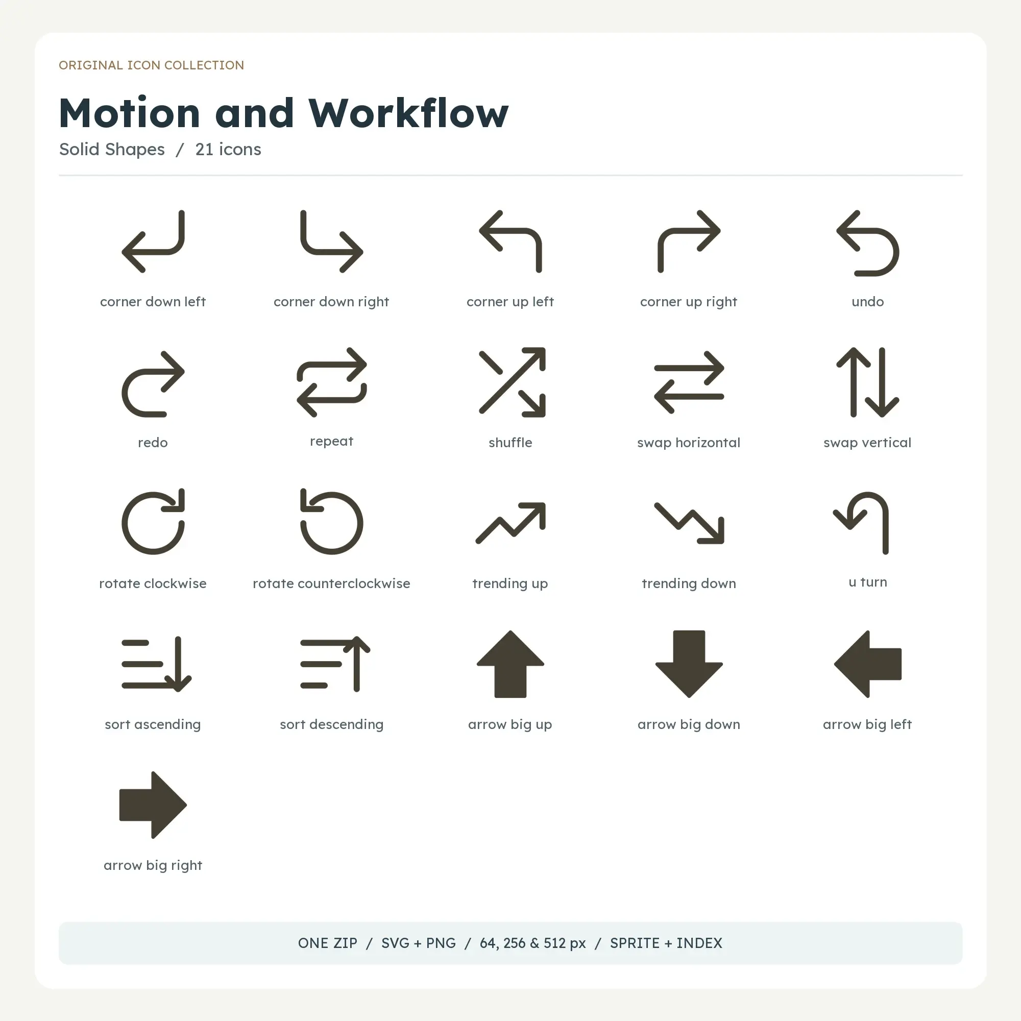 Motion and Workflow Icons - Solid Shapes, preview 1 of 2
