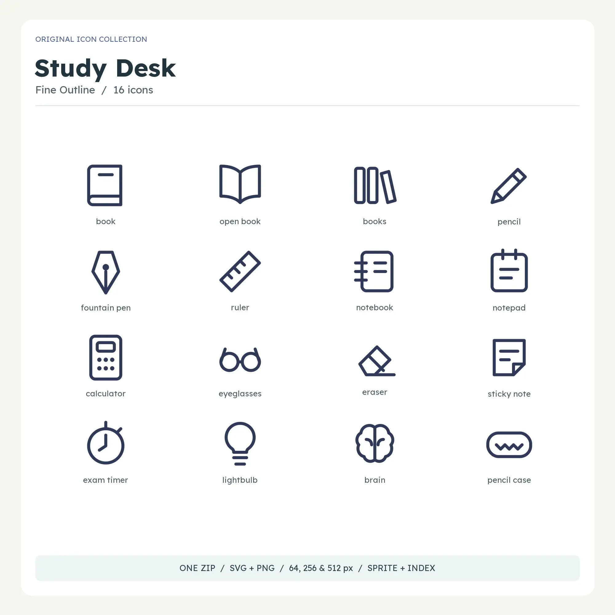 Study Desk Icons - Fine Outline preview
