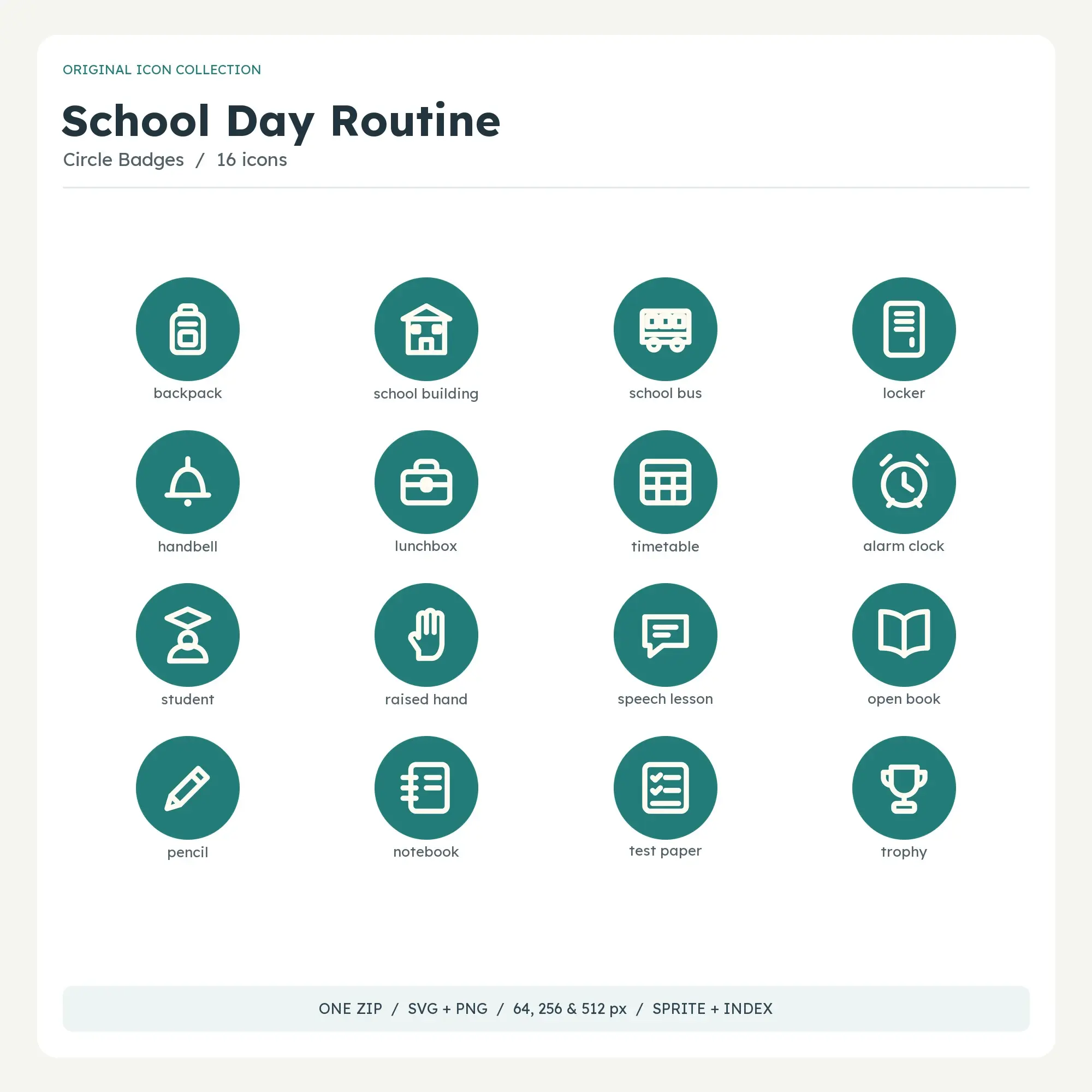 School Day Routine Icons - Circle Badges preview