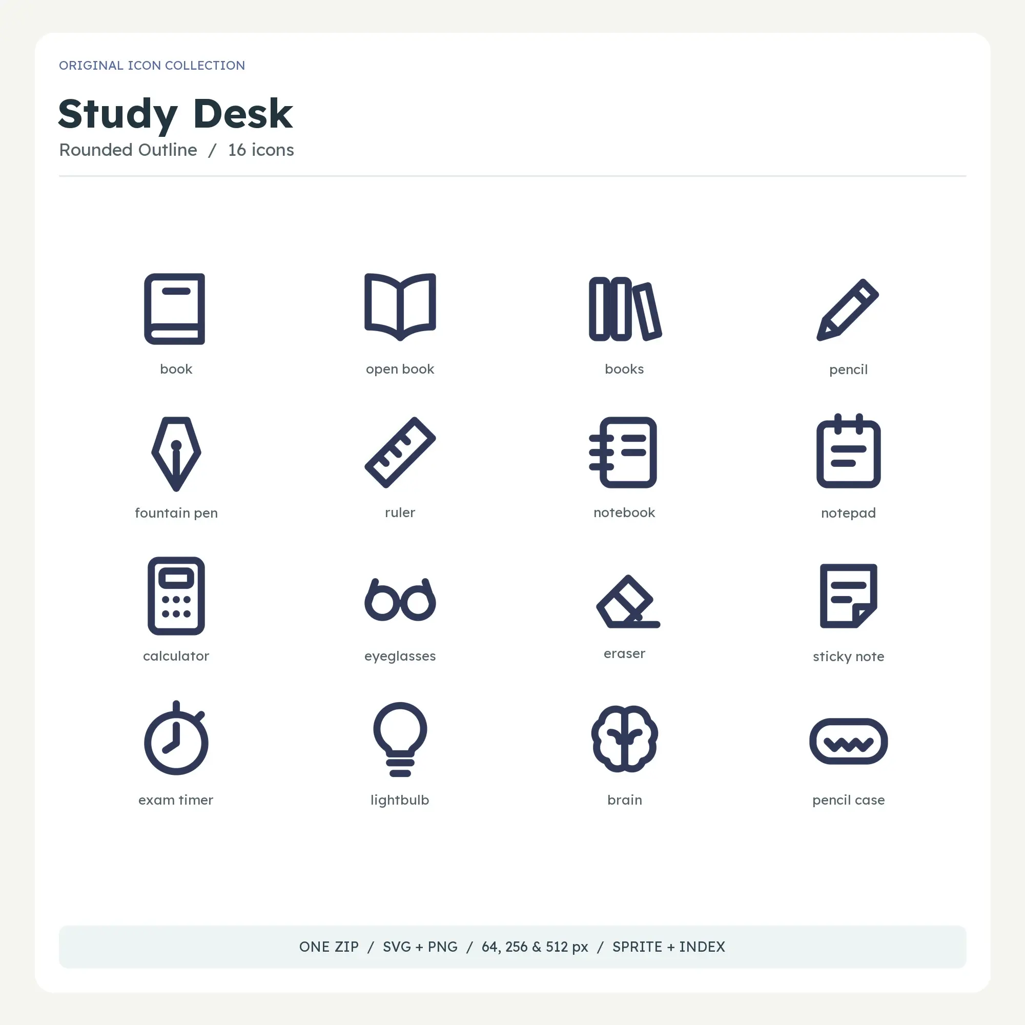 Study Desk Icons - Rounded Outline preview