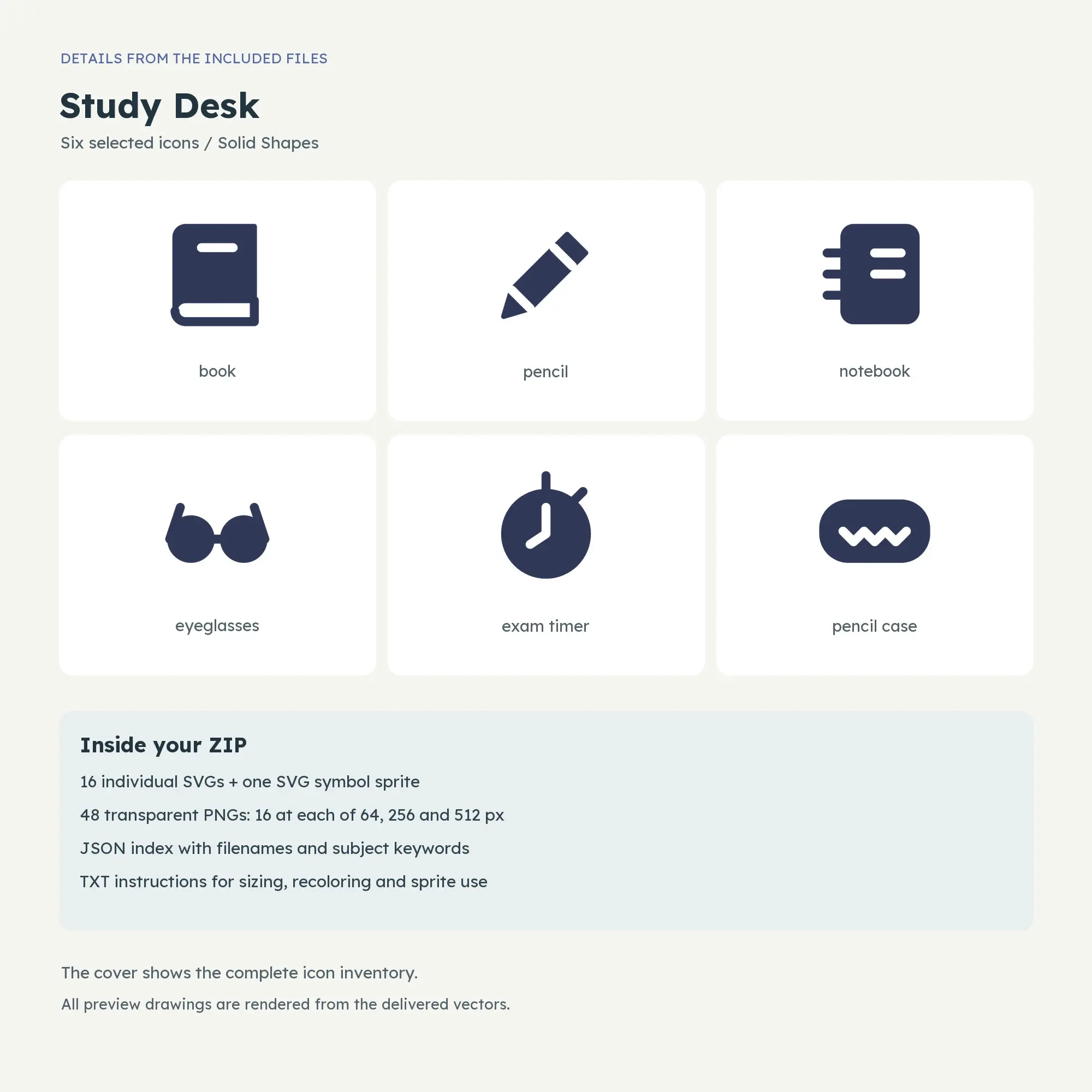 Study Desk Icons - Solid Shapes, preview 2 of 2