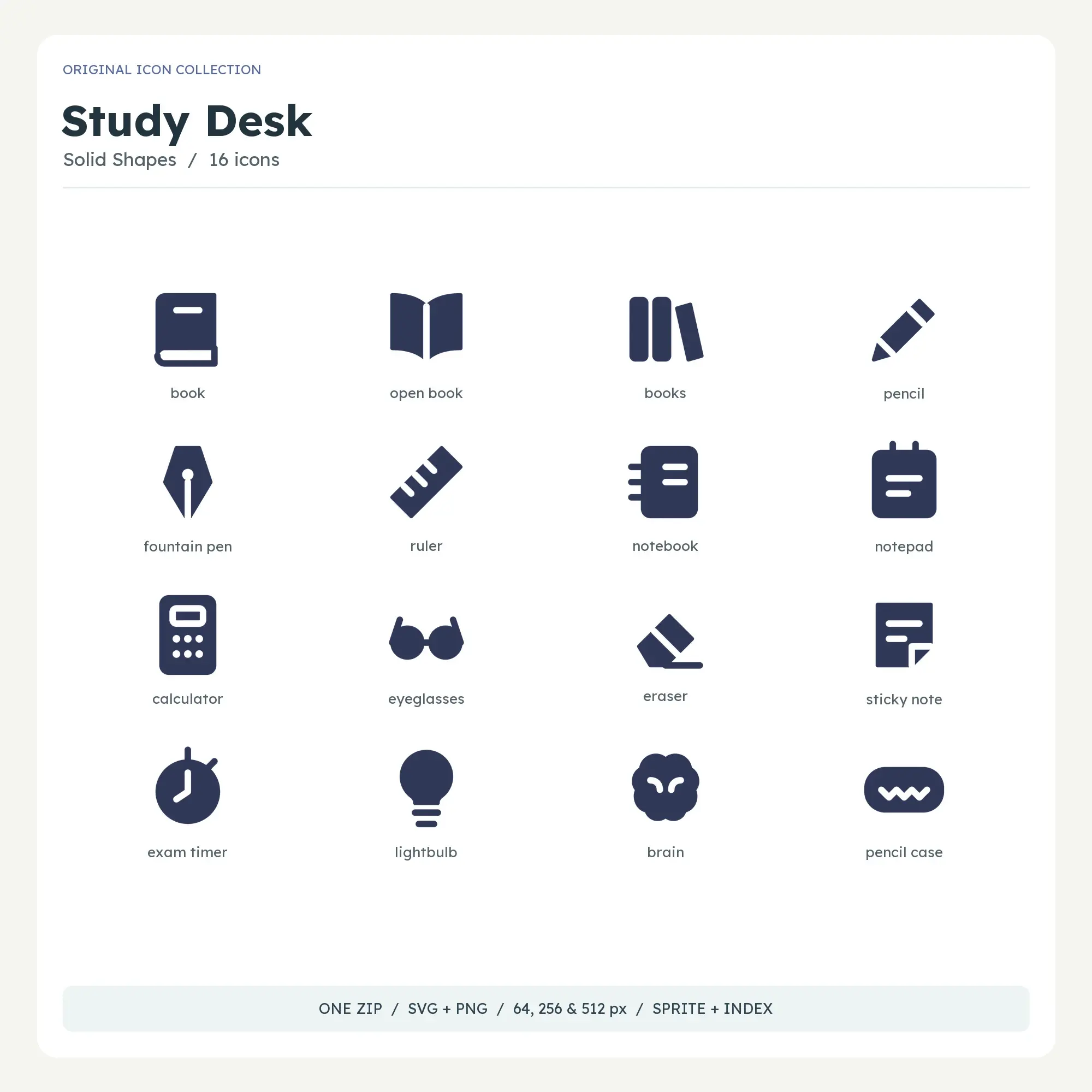 Study Desk Icons - Solid Shapes preview