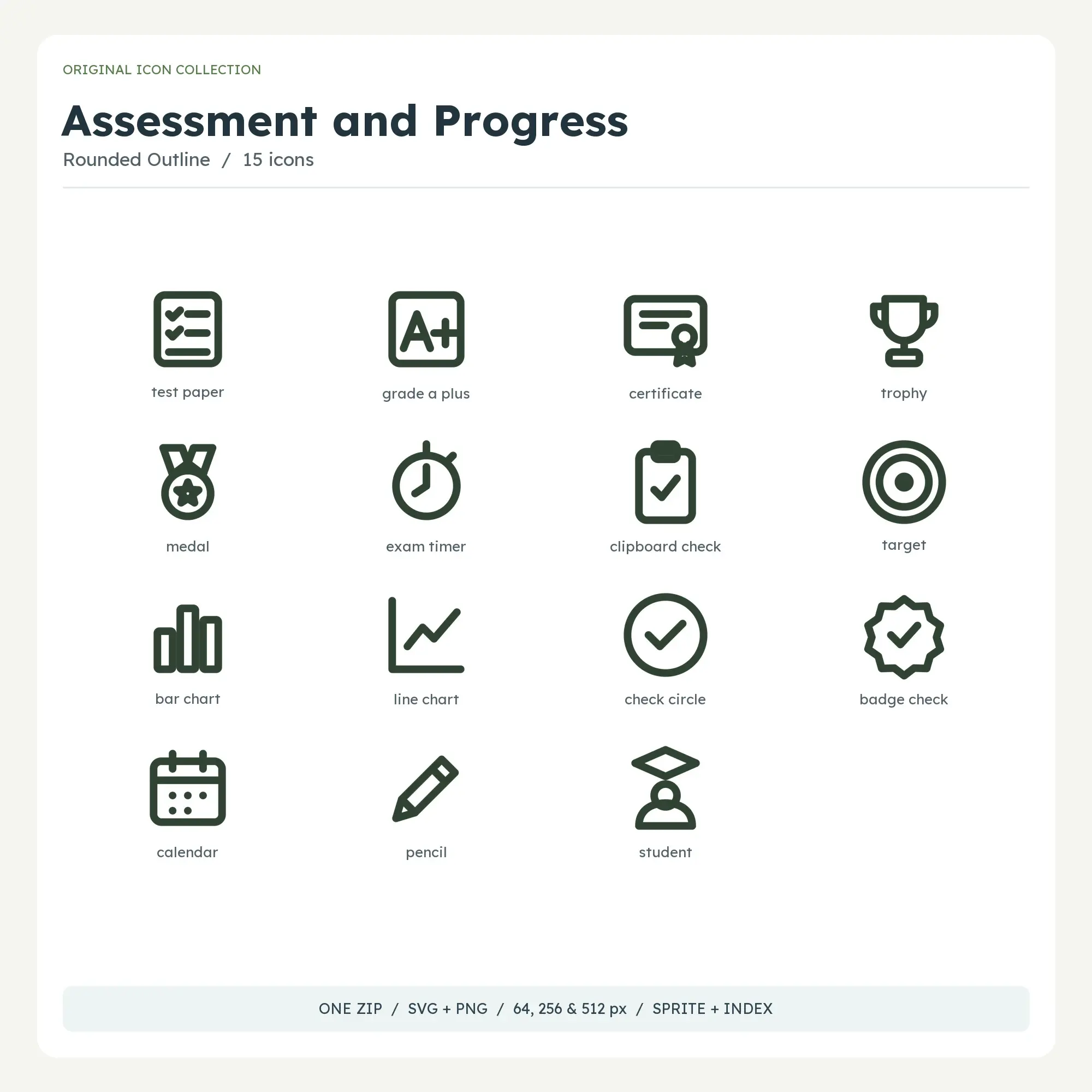 Assessment and Progress Icons - Rounded Outline preview