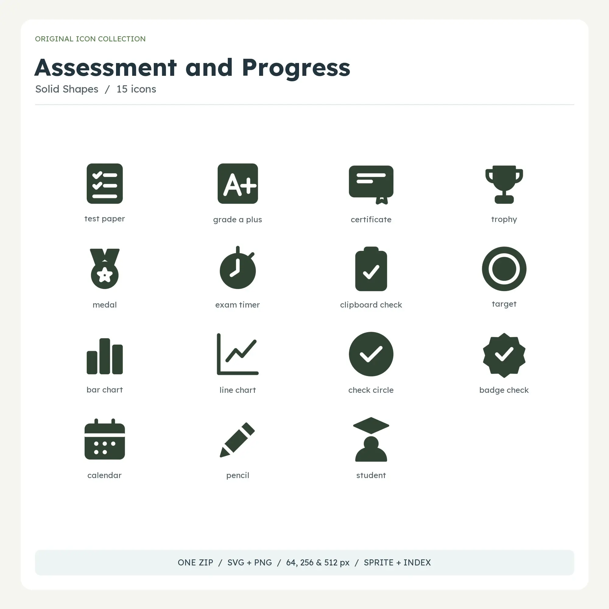 Assessment and Progress Icons - Solid Shapes preview