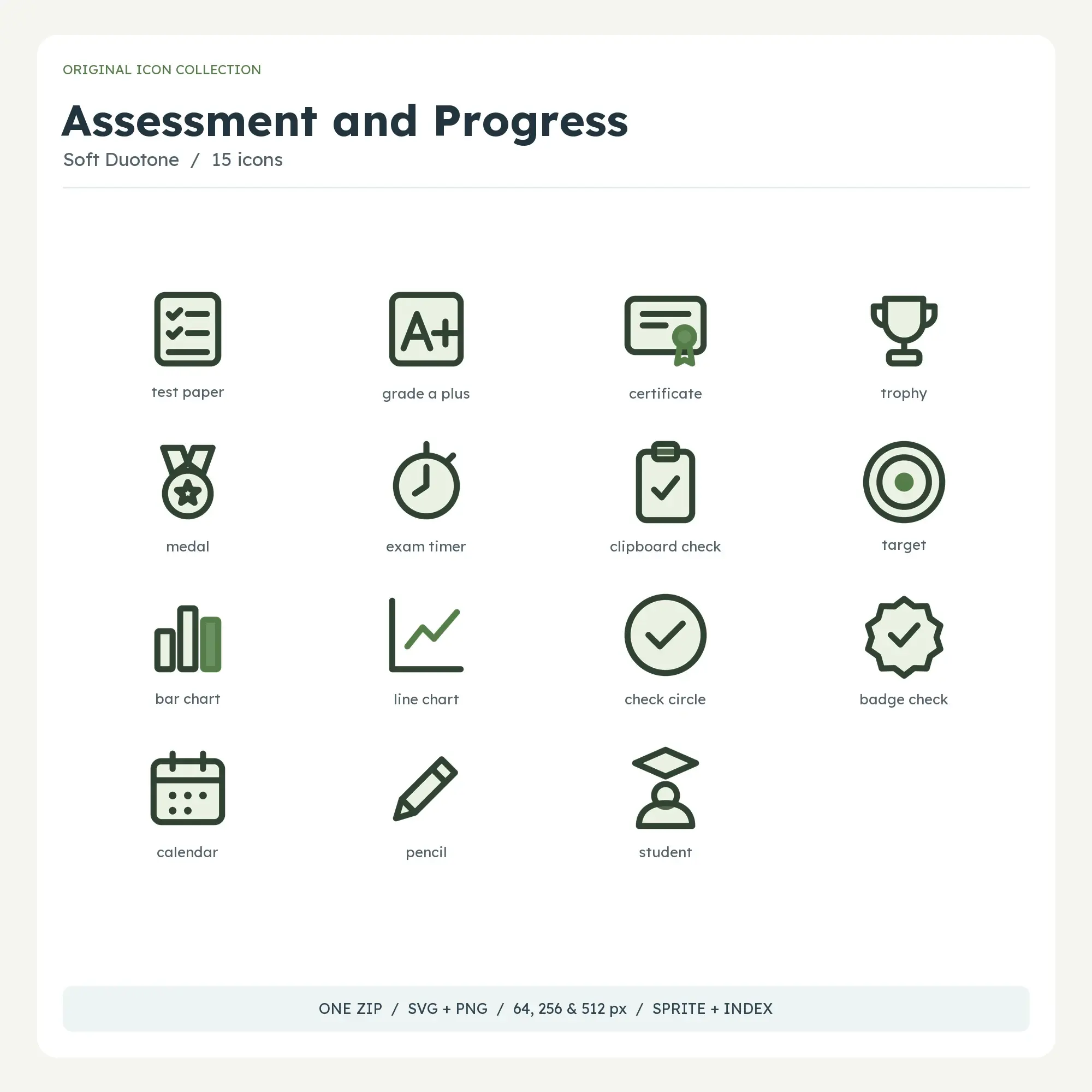Assessment and Progress Icons - Soft Duotone preview
