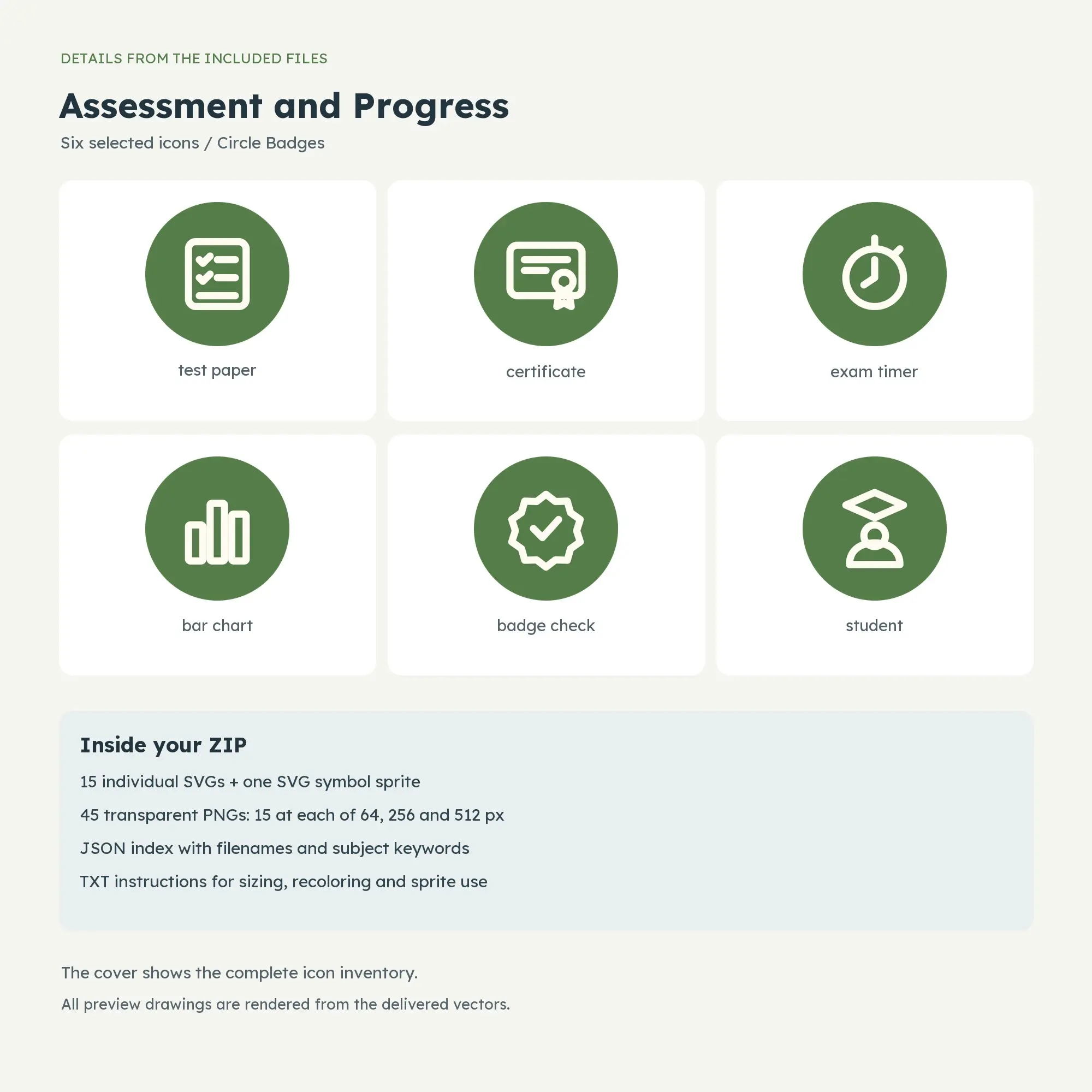 Assessment and Progress Icons - Circle Badges, preview 2 of 2