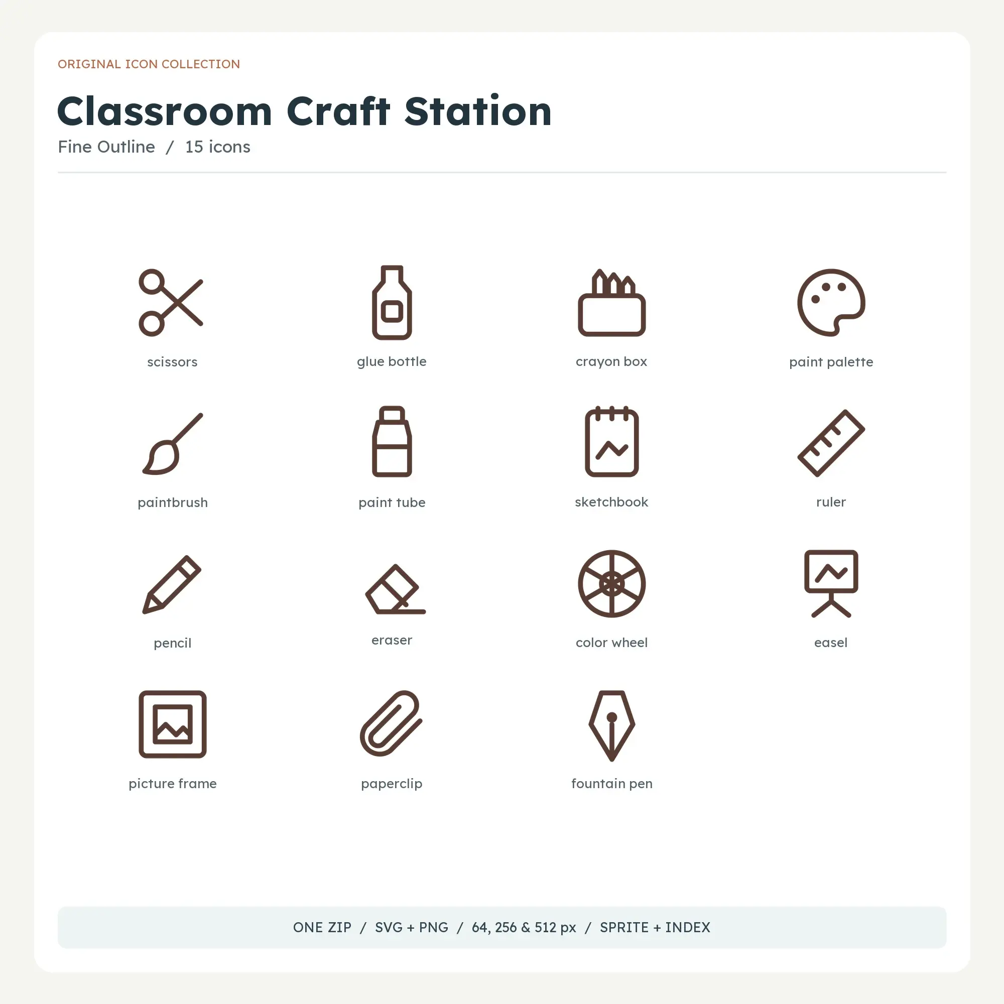 Classroom Craft Station Icons - Fine Outline, preview 1 of 2