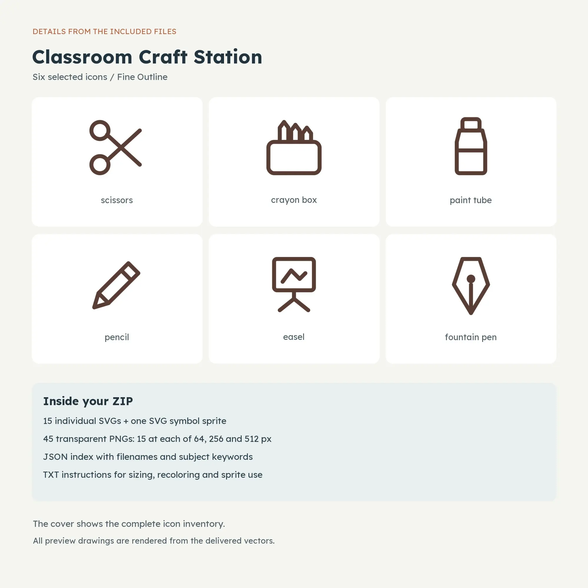 Classroom Craft Station Icons - Fine Outline, preview 2 of 2