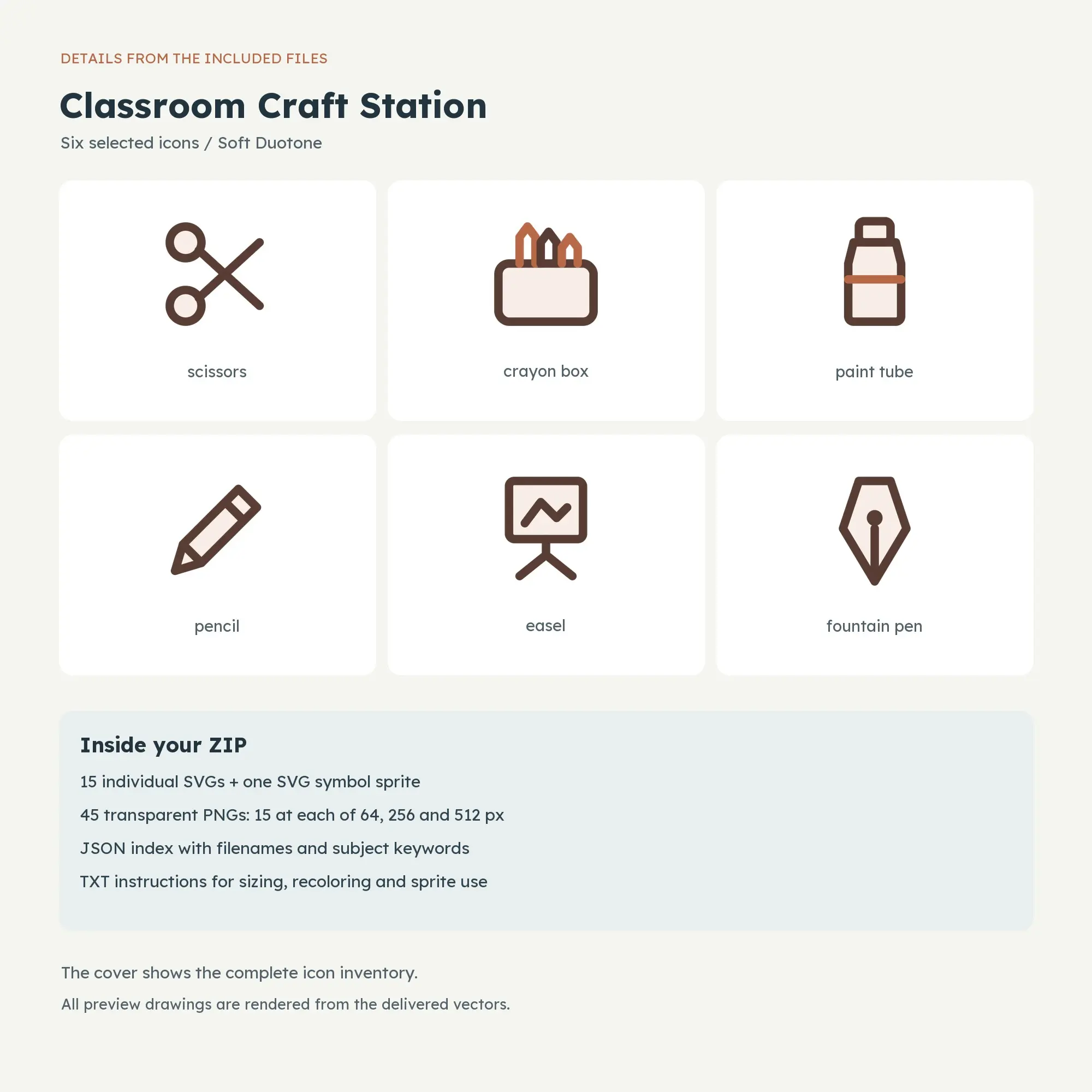 Classroom Craft Station Icons - Soft Duotone, preview 2 of 2
