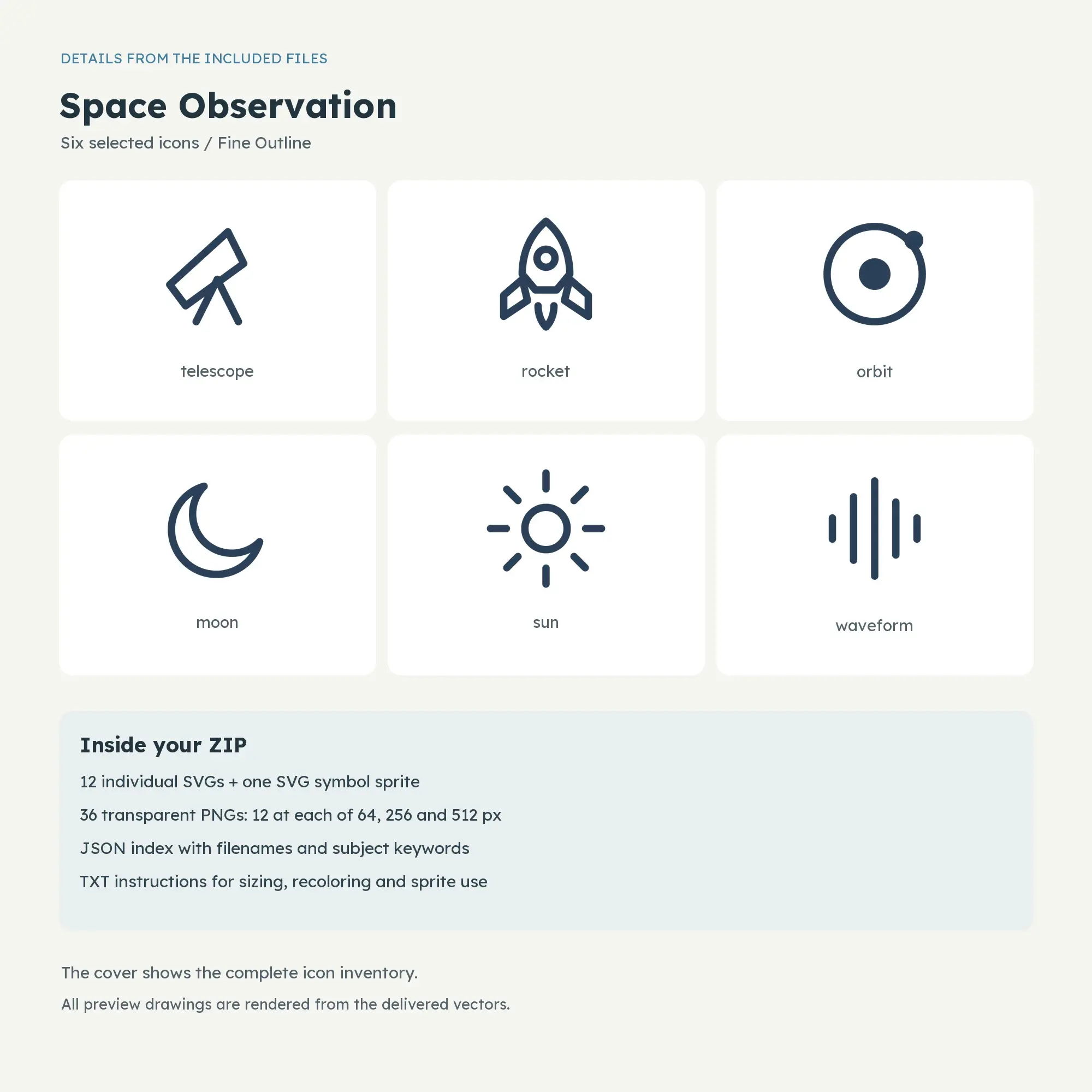 Space Observation Icons - Fine Outline, preview 2 of 2