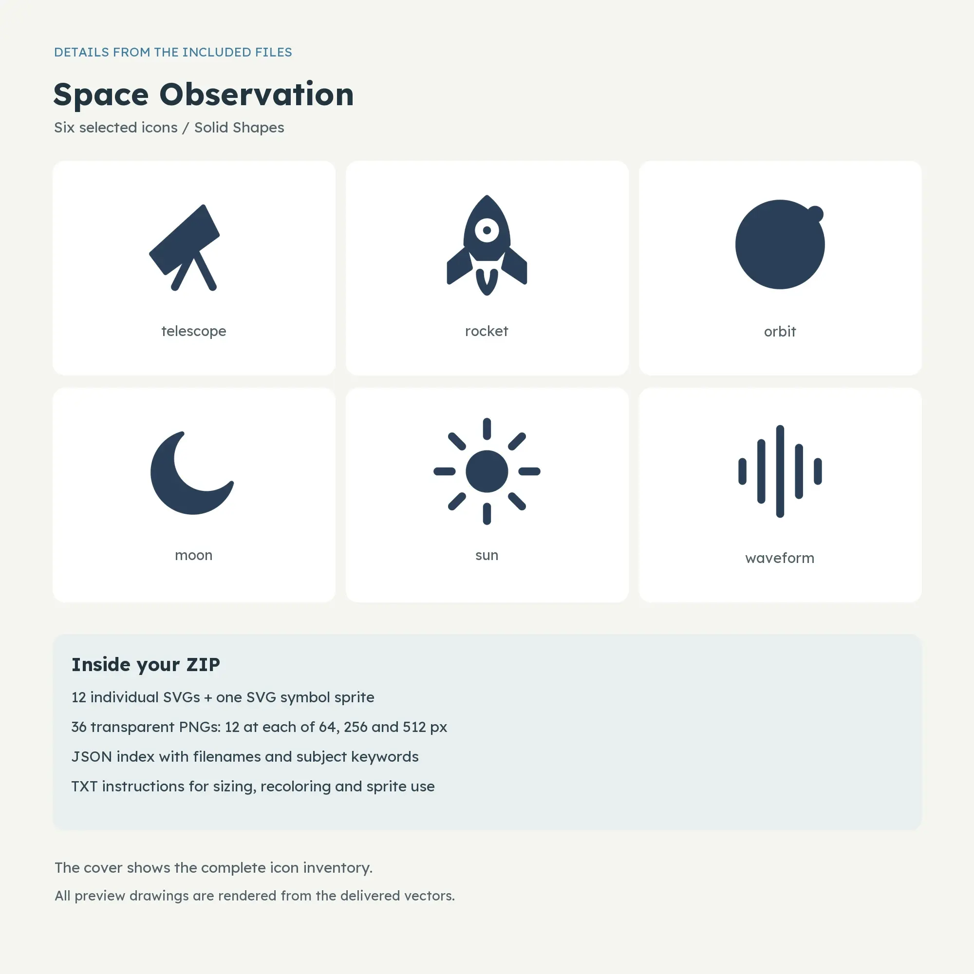 Space Observation Icons - Solid Shapes, preview 2 of 2