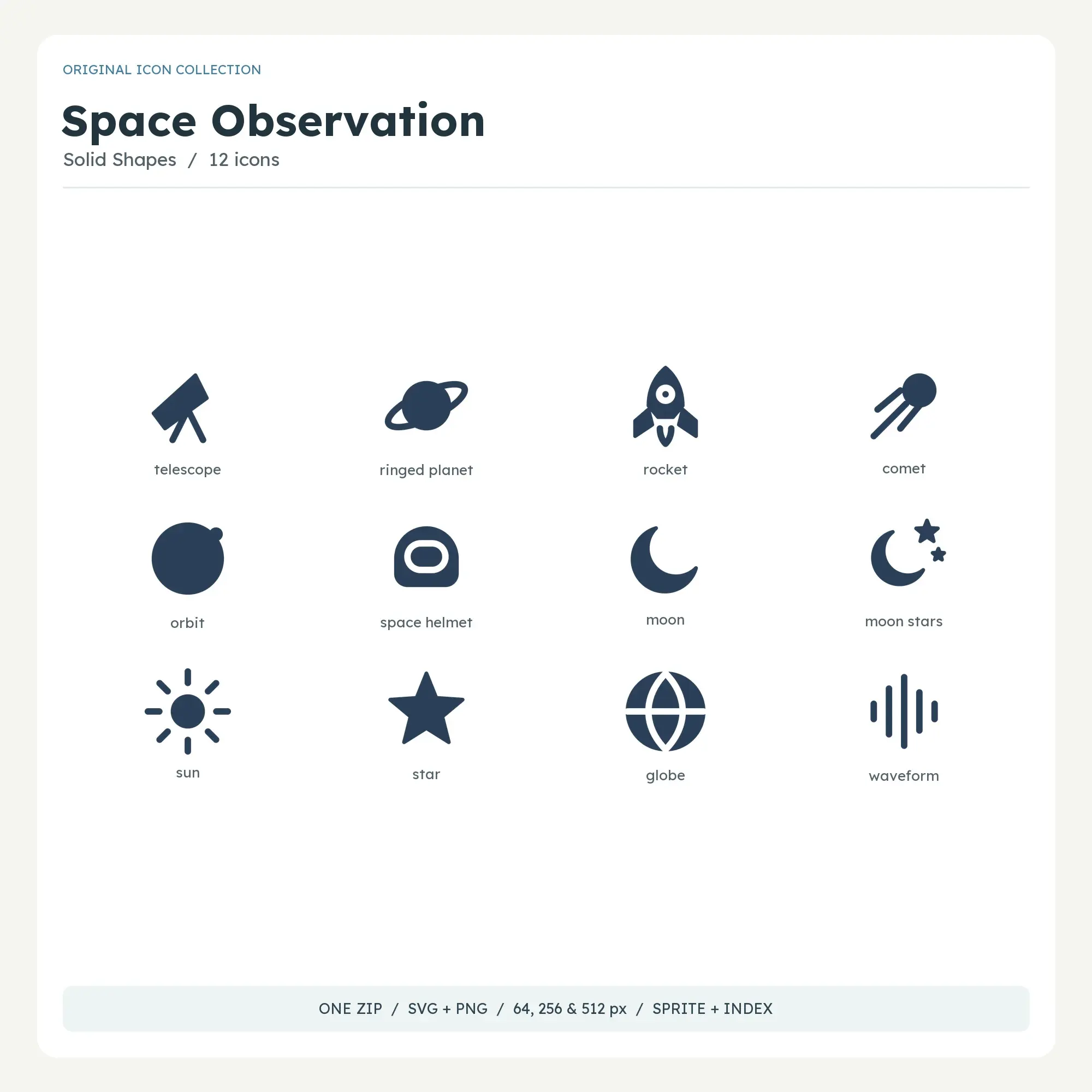 Space Observation Icons - Solid Shapes preview