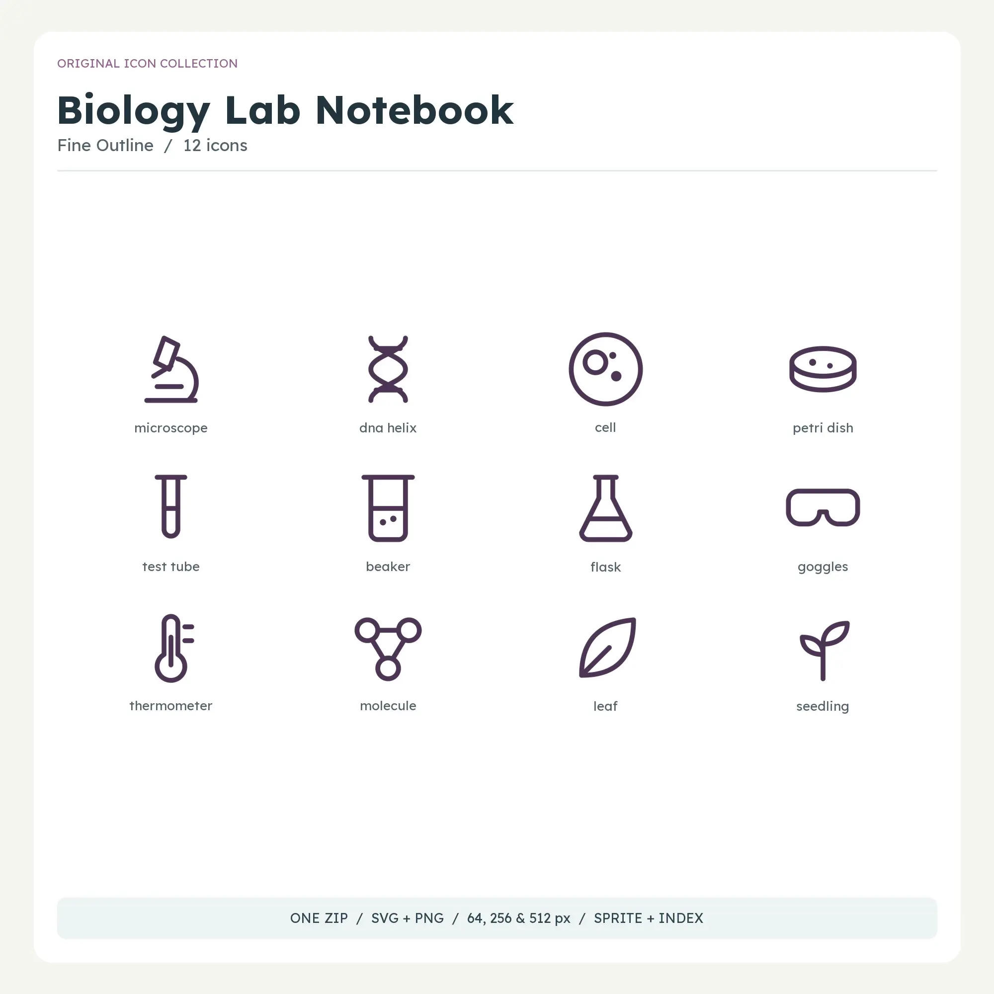 Biology Lab Notebook Icons - Fine Outline, preview 1 of 2