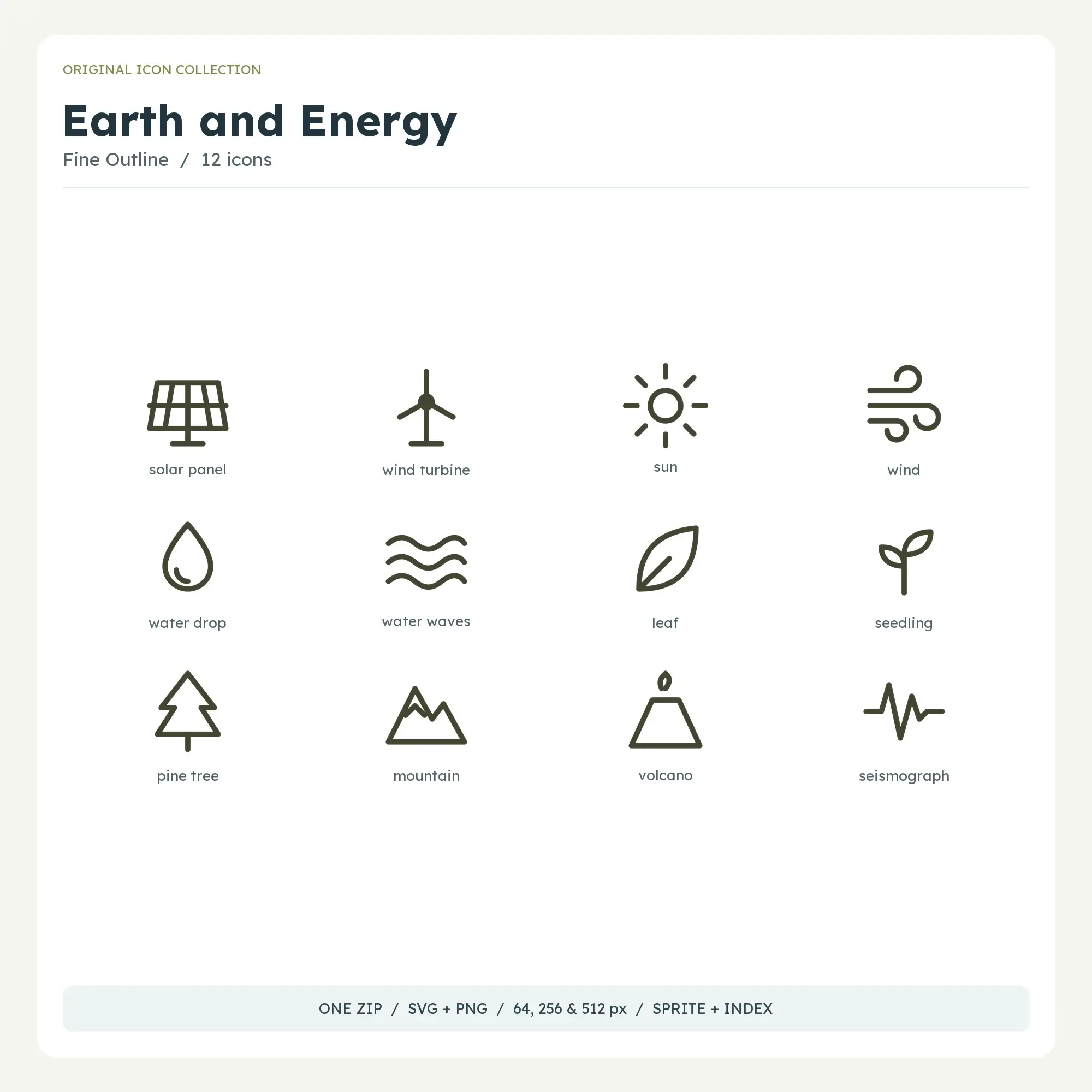 Earth and Energy Icons - Fine Outline preview