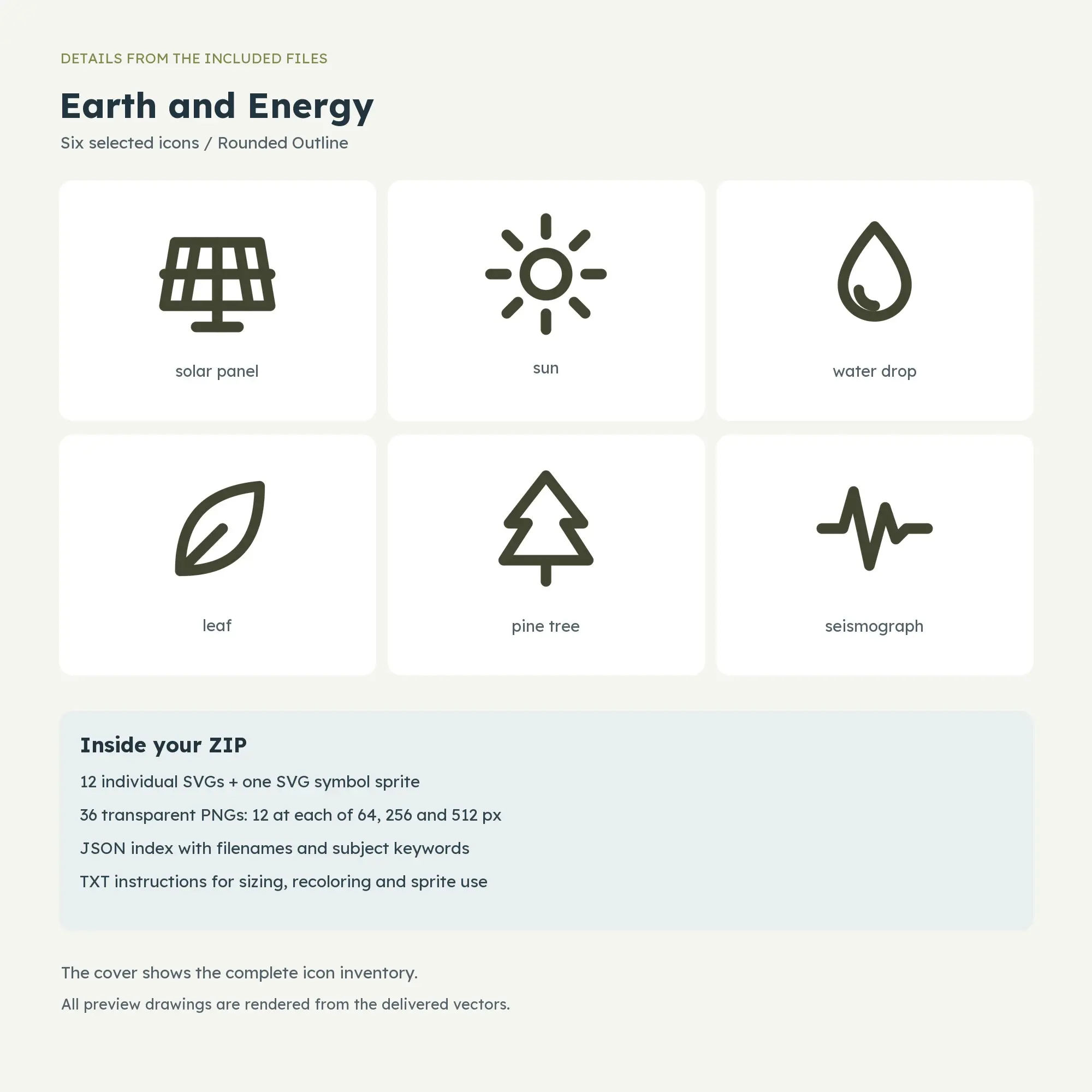 Earth and Energy Icons - Rounded Outline, preview 2 of 2