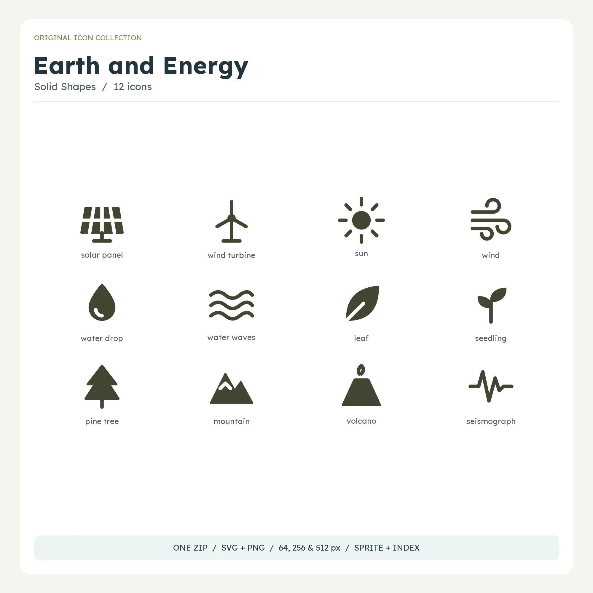 Earth and Energy Icons - Solid Shapes preview