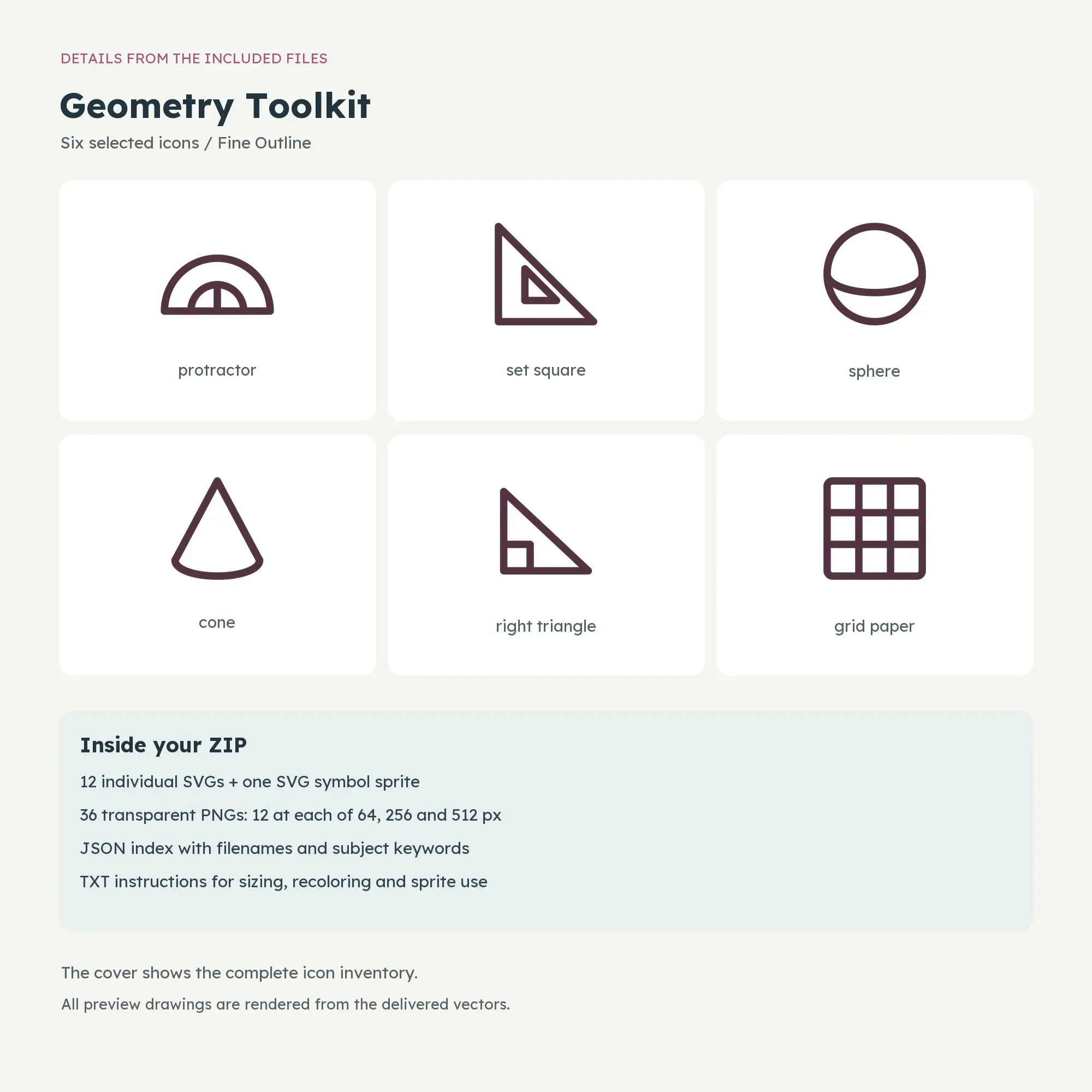 Geometry Toolkit Icons - Fine Outline, preview 2 of 2