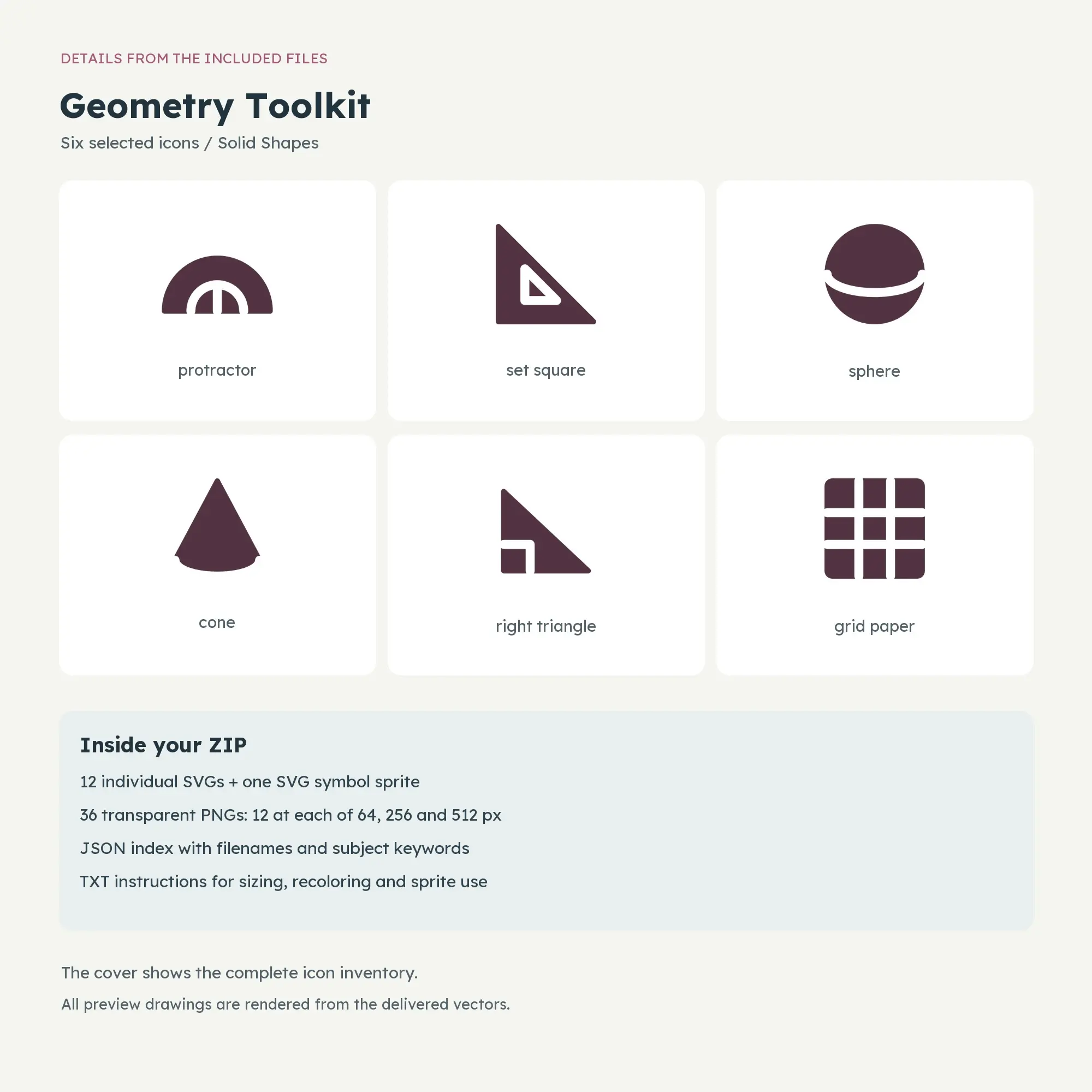 Geometry Toolkit Icons - Solid Shapes, preview 2 of 2