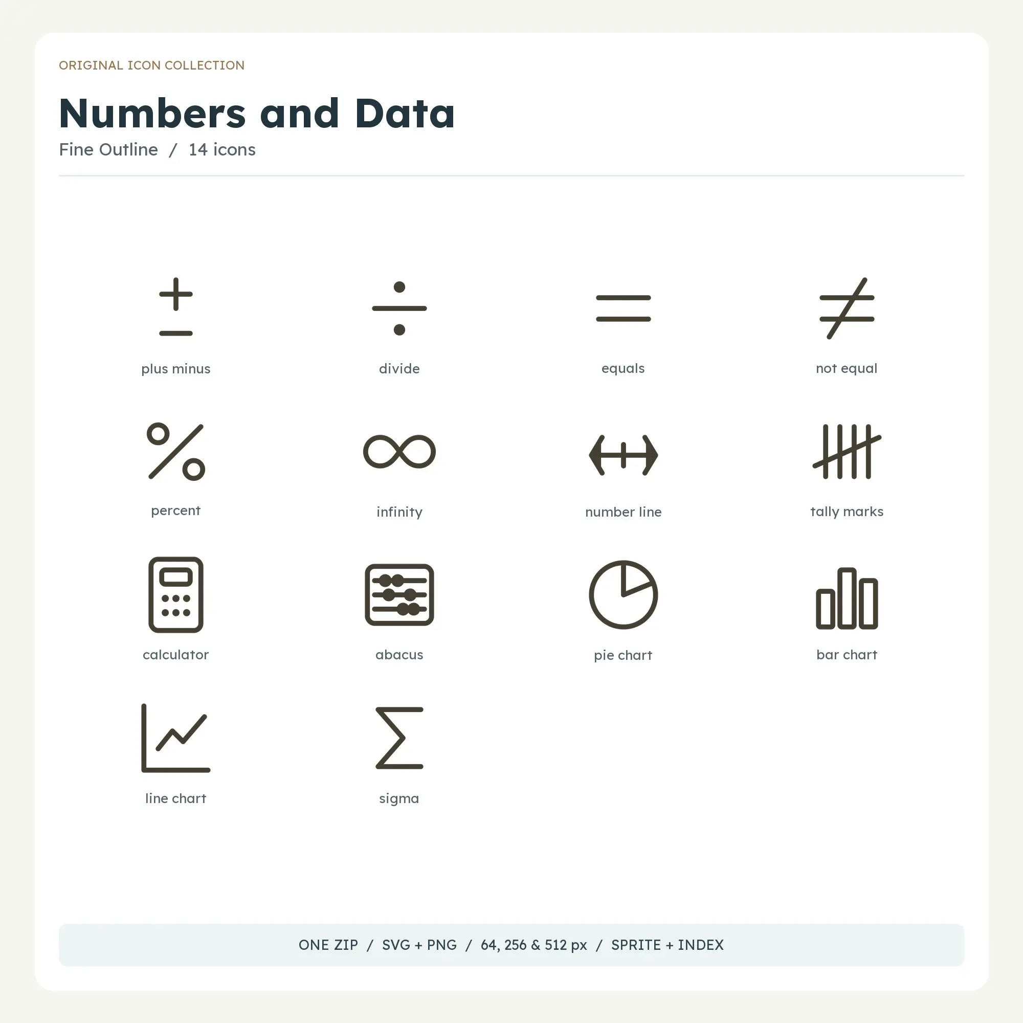 Numbers and Data Icons - Fine Outline preview