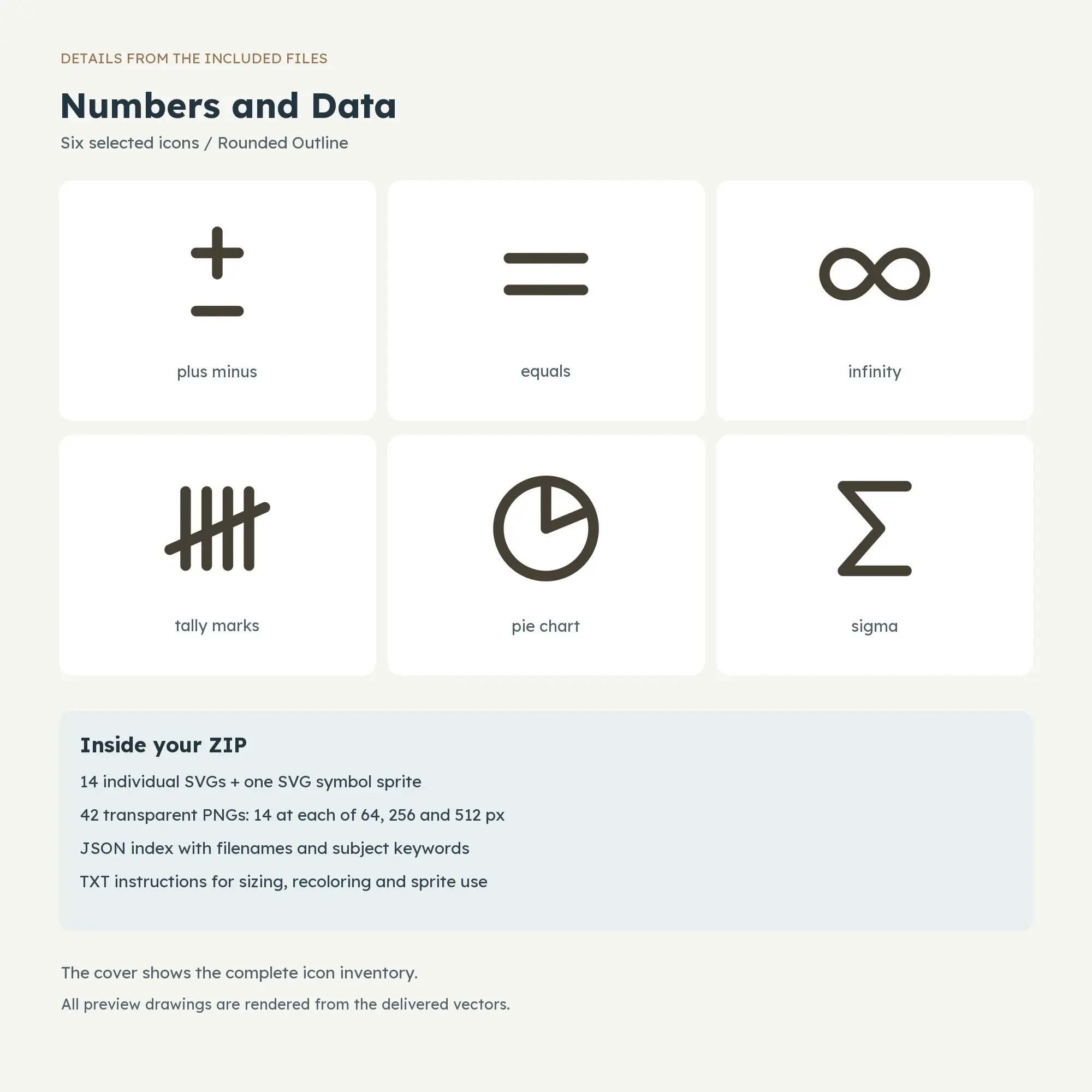 Numbers and Data Icons - Rounded Outline, preview 2 of 2