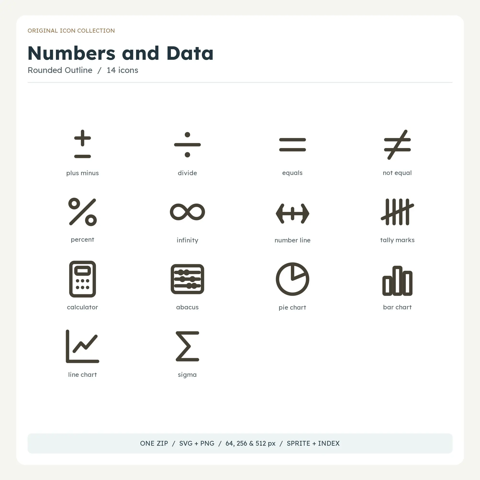 Numbers and Data Icons - Rounded Outline preview