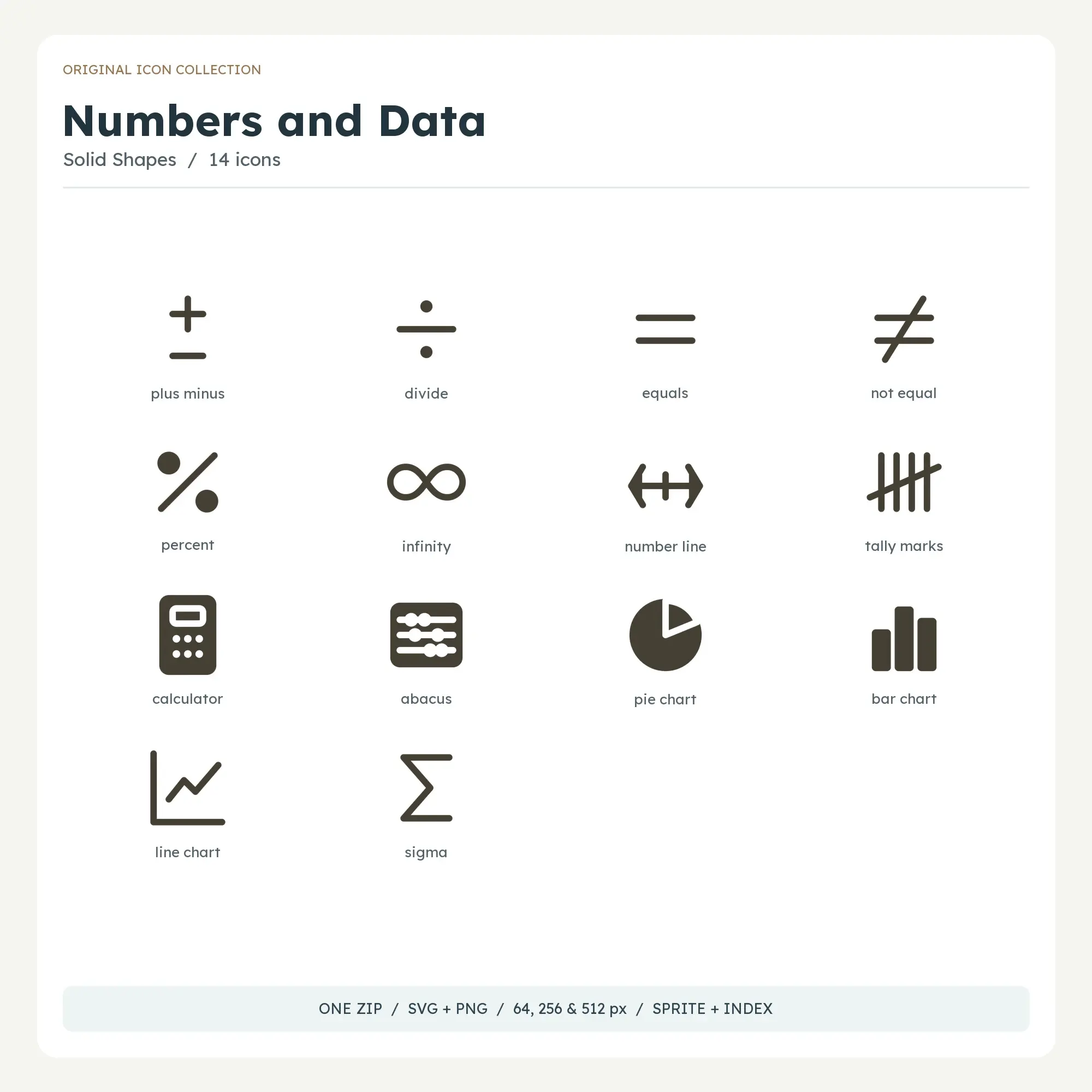 Numbers and Data Icons - Solid Shapes, preview 1 of 2