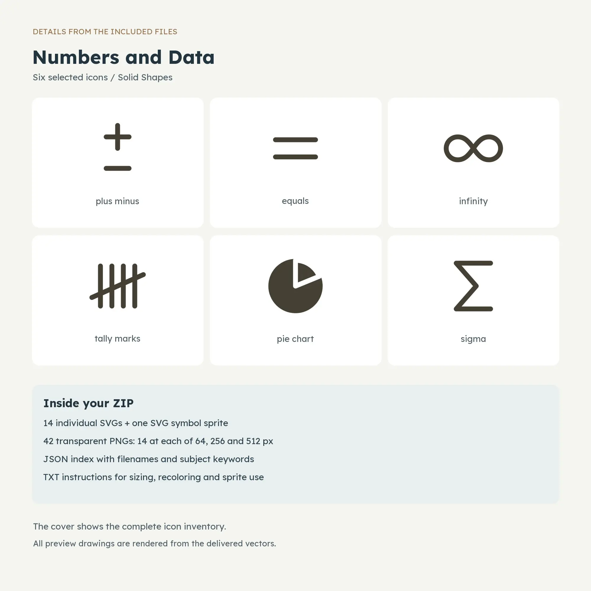 Numbers and Data Icons - Solid Shapes, preview 2 of 2