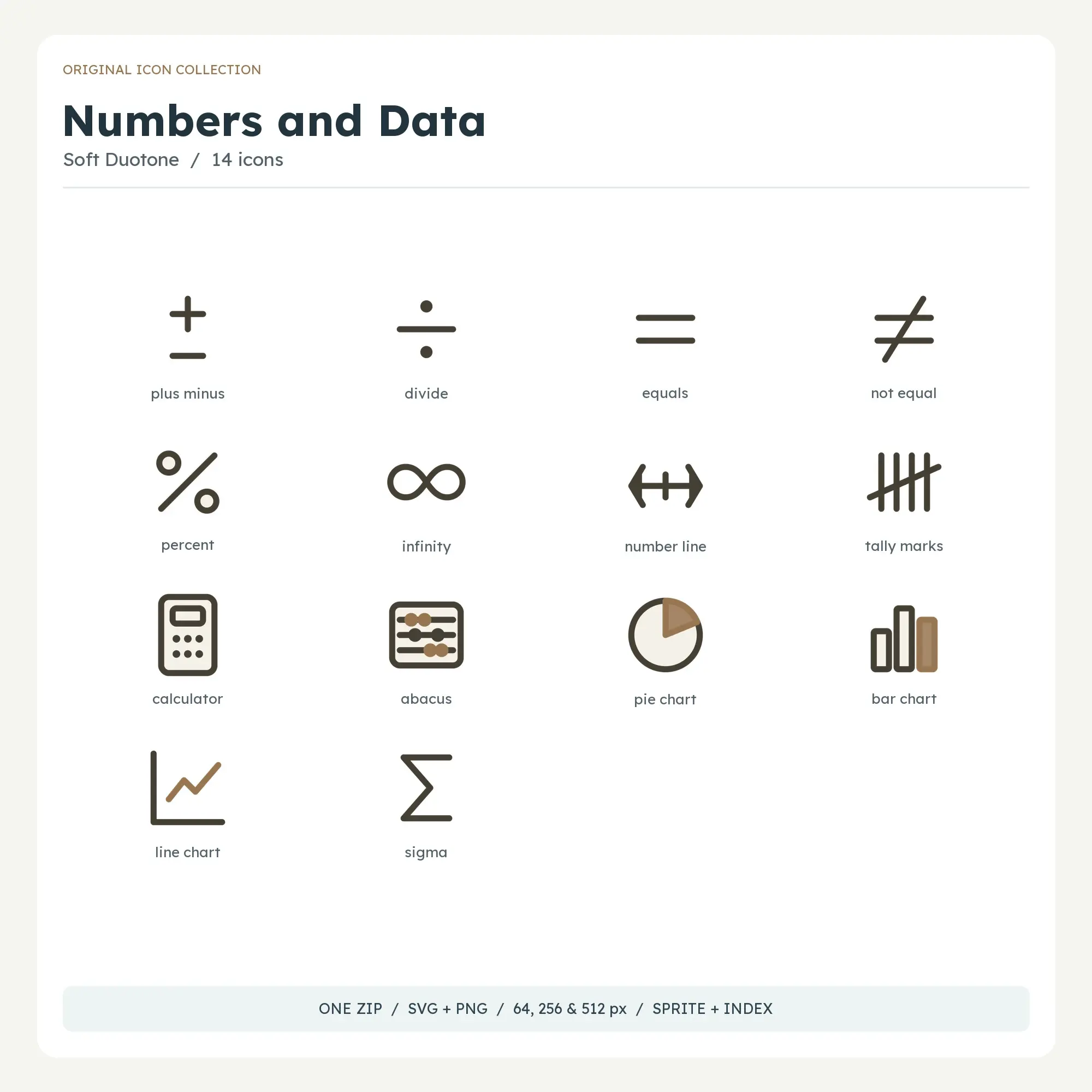 Numbers and Data Icons - Soft Duotone preview
