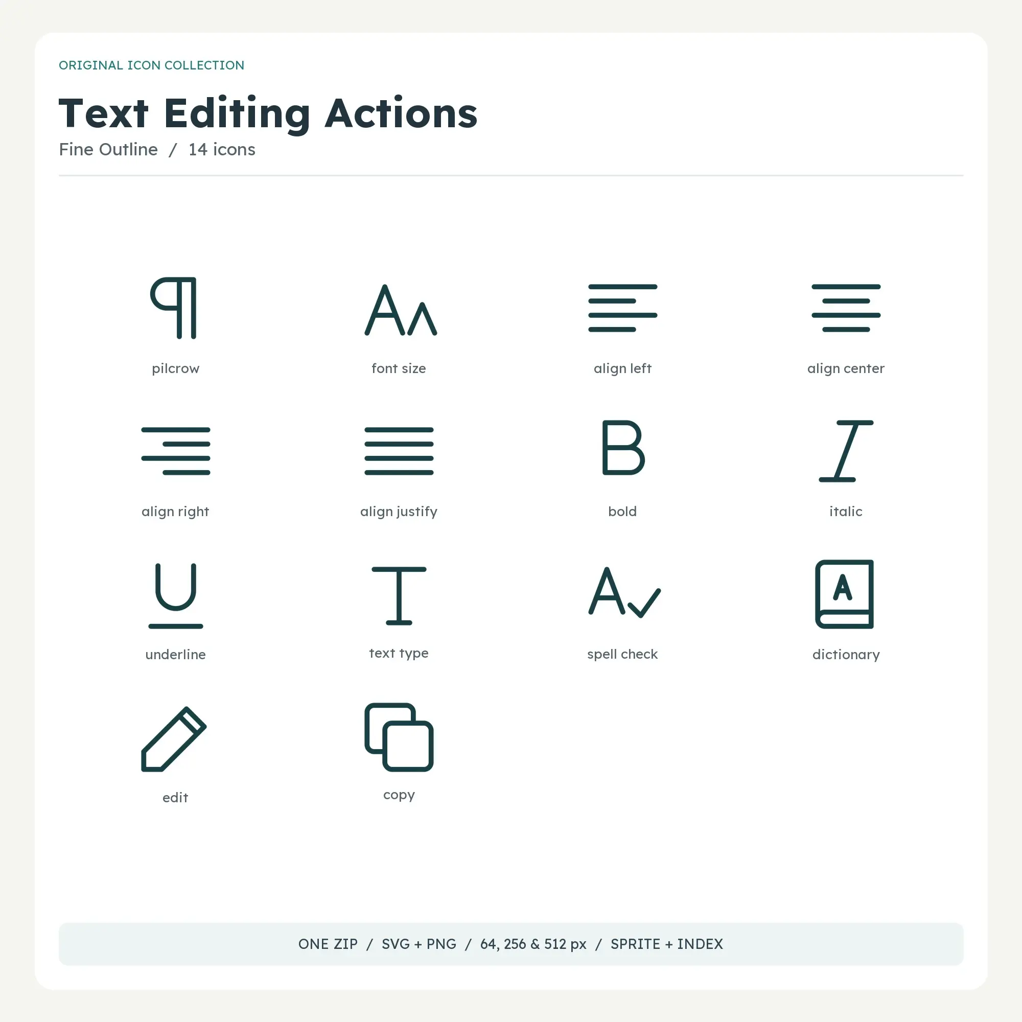 Text Editing Actions Icons - Fine Outline preview